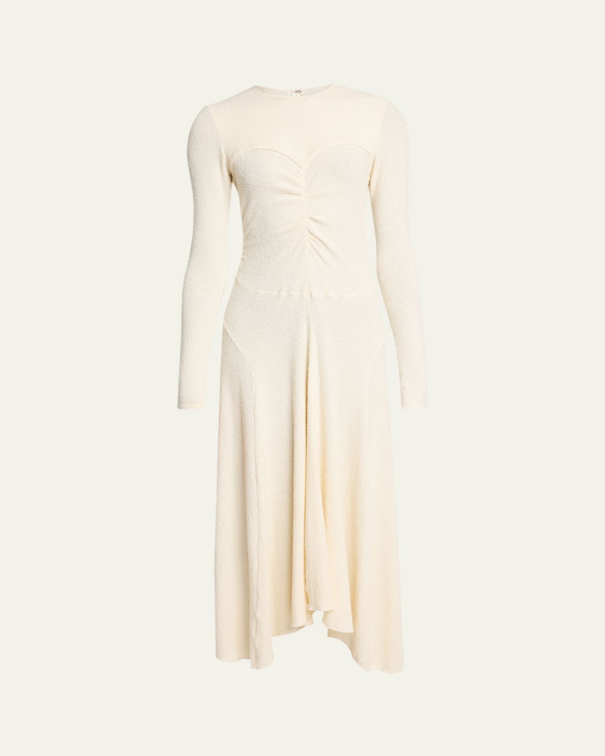Isabel Marant Flora Ruched Boucle Long-Sleeve Midi Dress