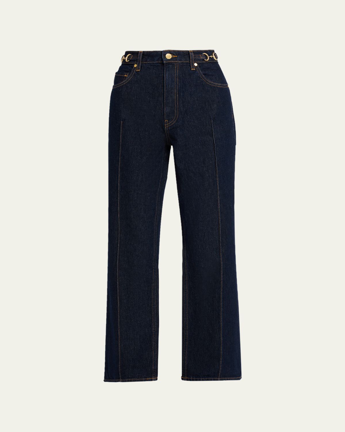 Ulla Johnson The Agatha Straight-Leg Pintuck Jeans