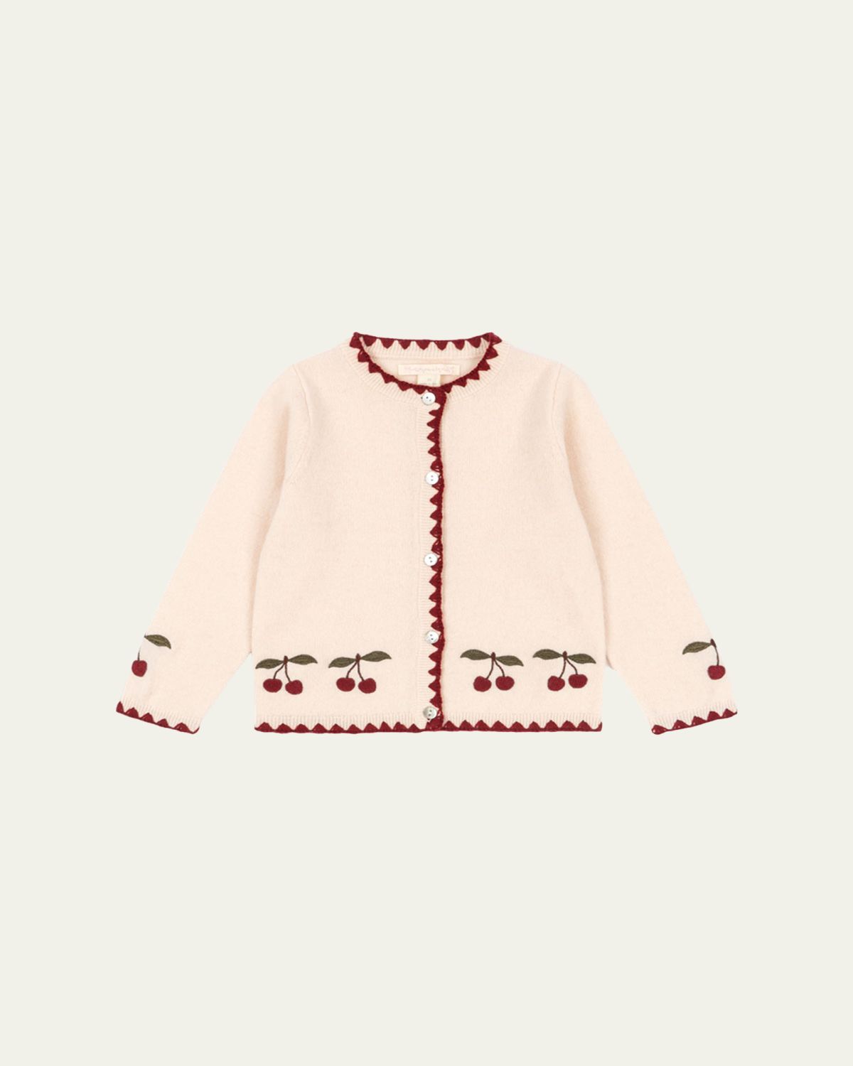 Konges Slojd Collette Cherry Embroidered Cardigan, Size 9M-10