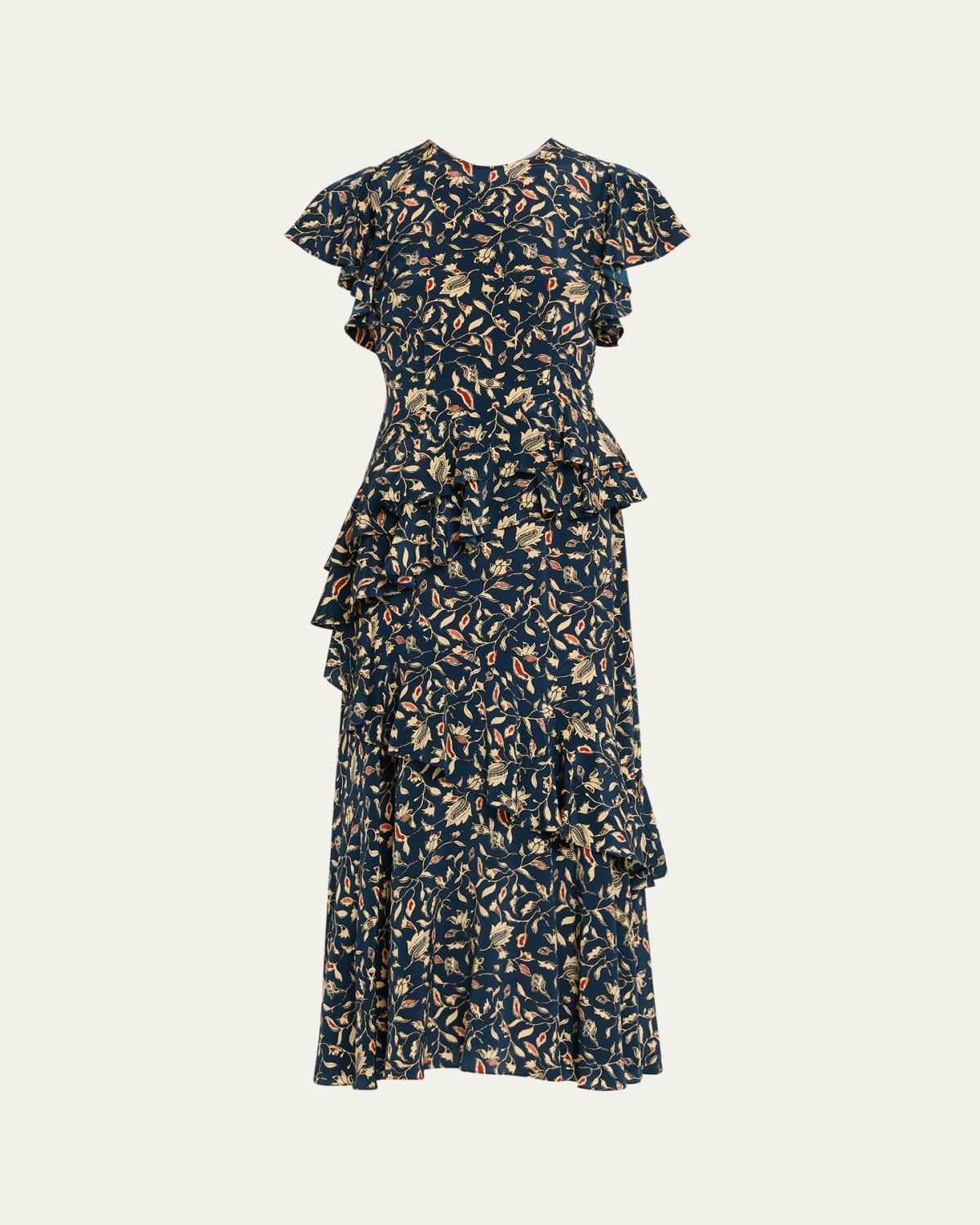 Ulla Johnson Amaia Cascading Ruffle Midi Dress