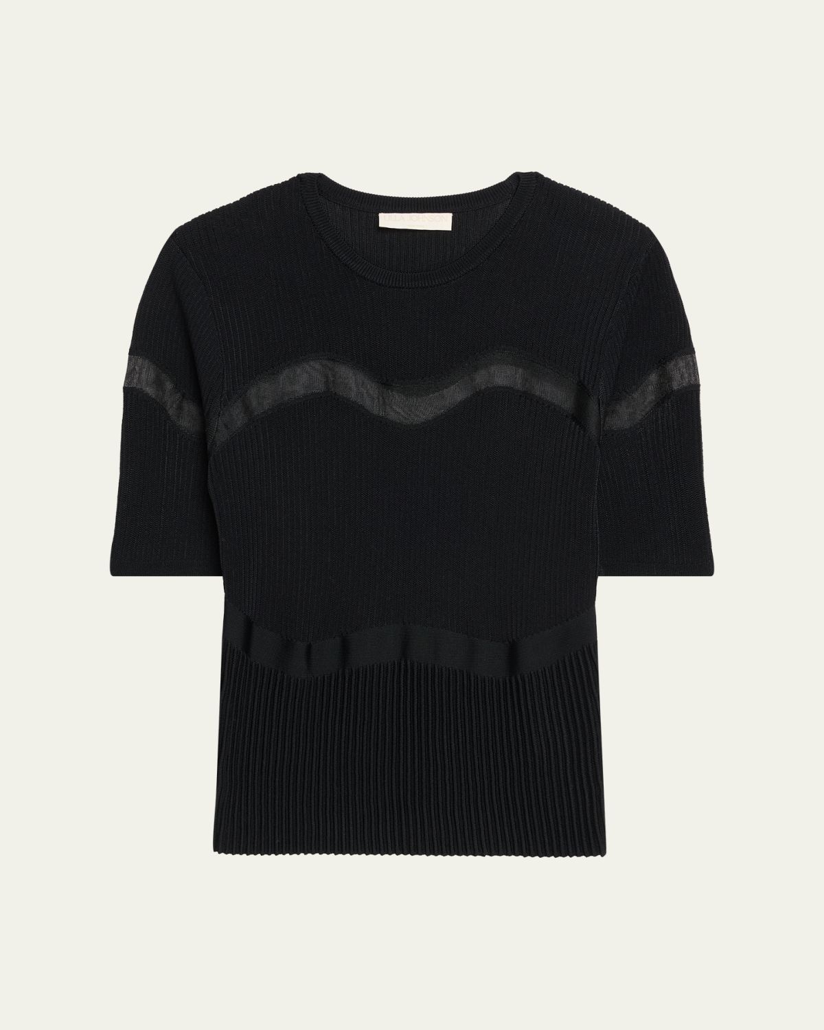 Ulla Johnson Ayla Wavy-Inset Short-Sleeve Rib Top | Thumbnail 6 Ulla Johnson Ayla Wavy-Inset Short-Sleeve Rib Top | Thumbnail 6
