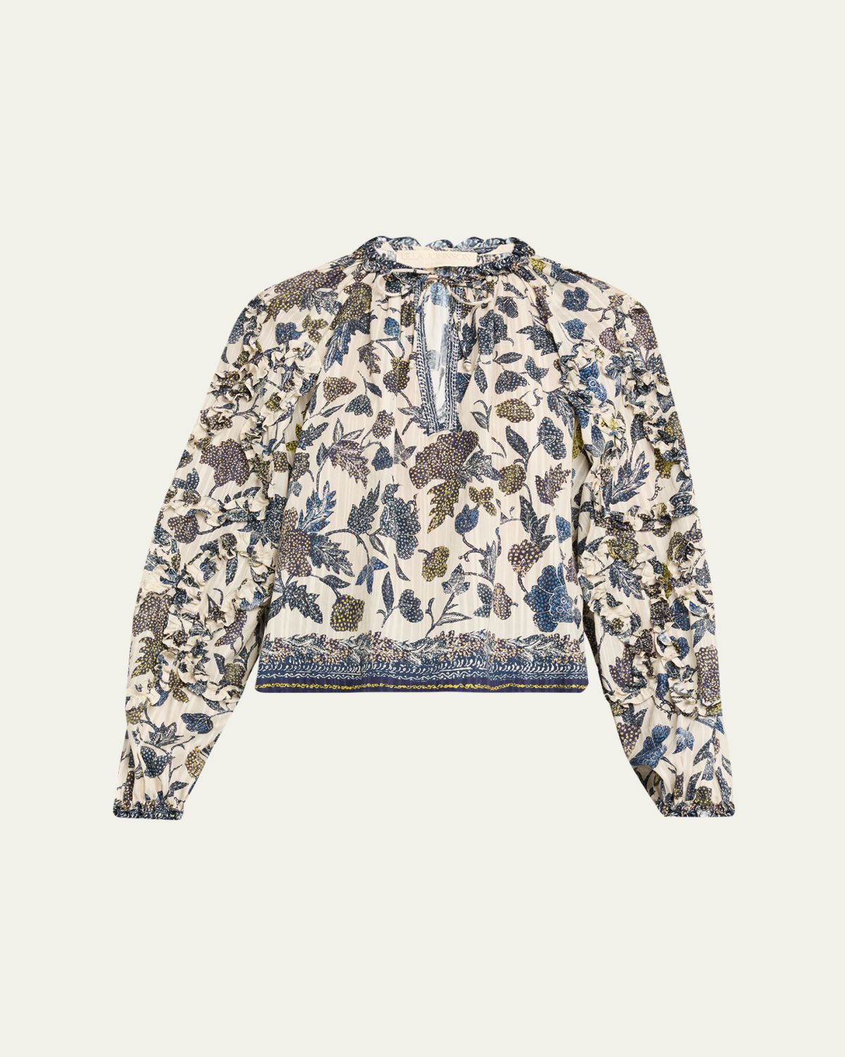 Ulla Johnson Azrou Floral Long-Sleeve Ruffle Blouse