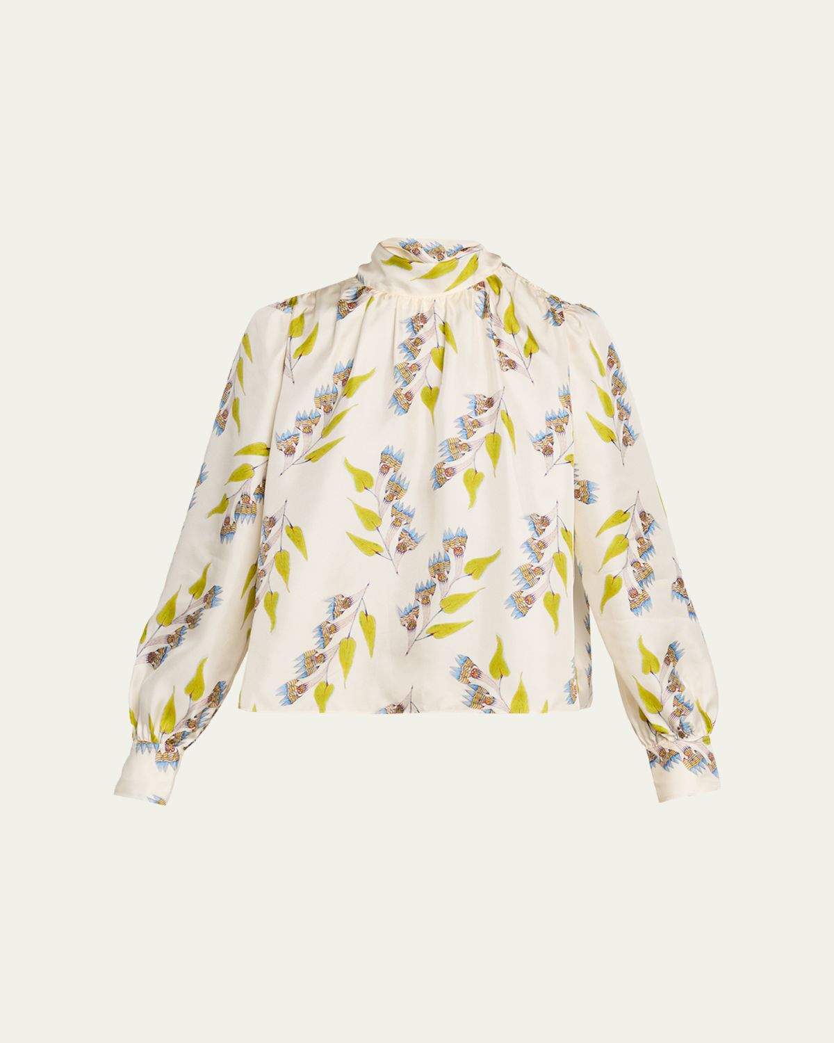 Ulla Johnson Ornament Silk Tie-Neck Blouse