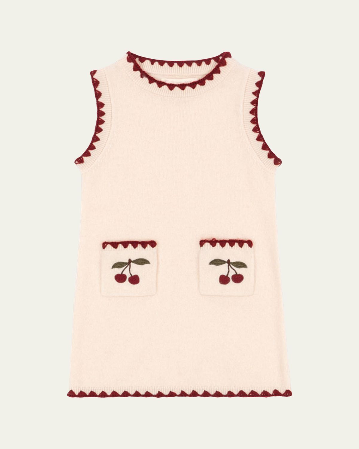 Konges Slojd Collette Cherry Embroidered Wool Dress, Size 18M-10