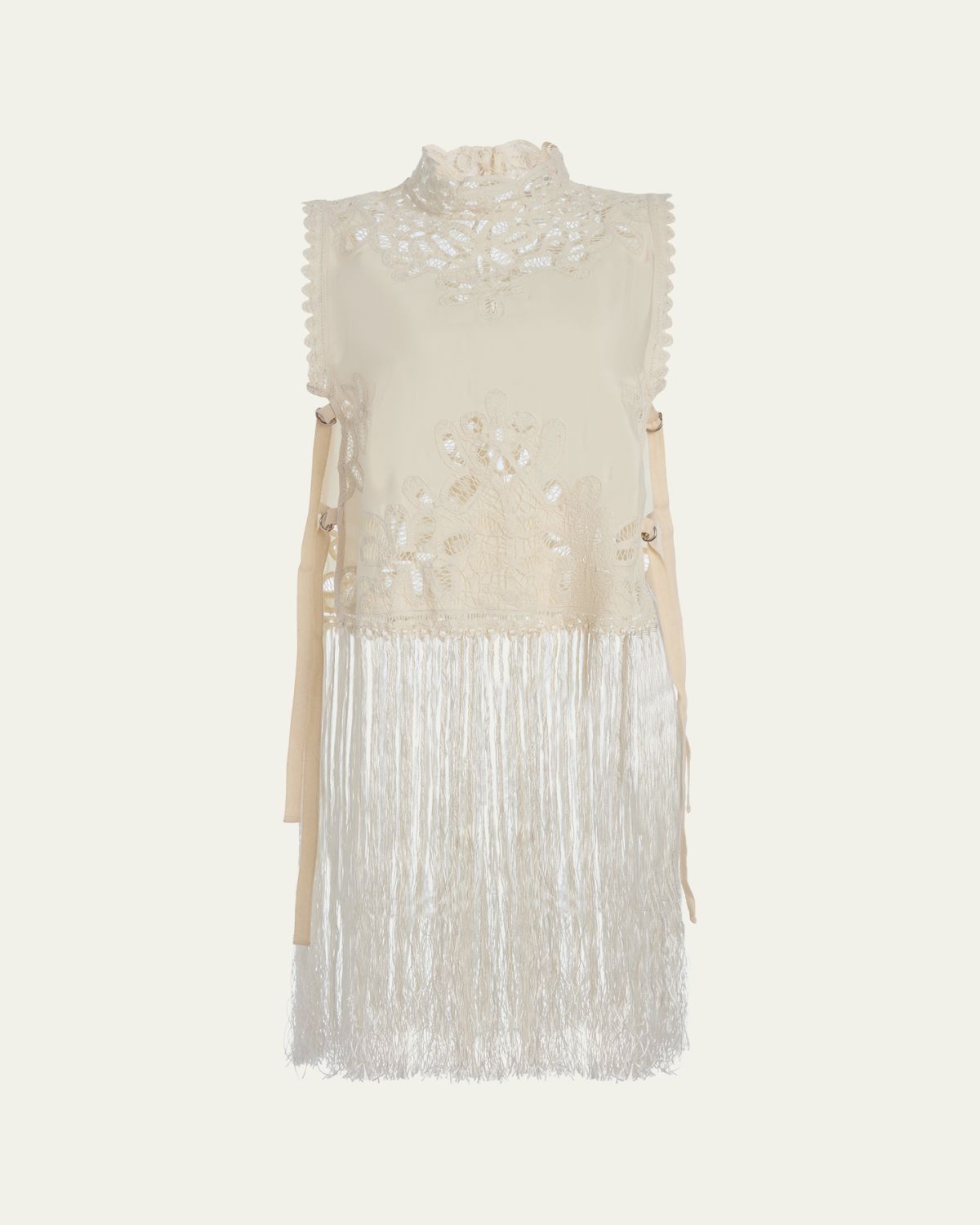 Sea Adelina Battenberg Lace Fringe-Trim Top