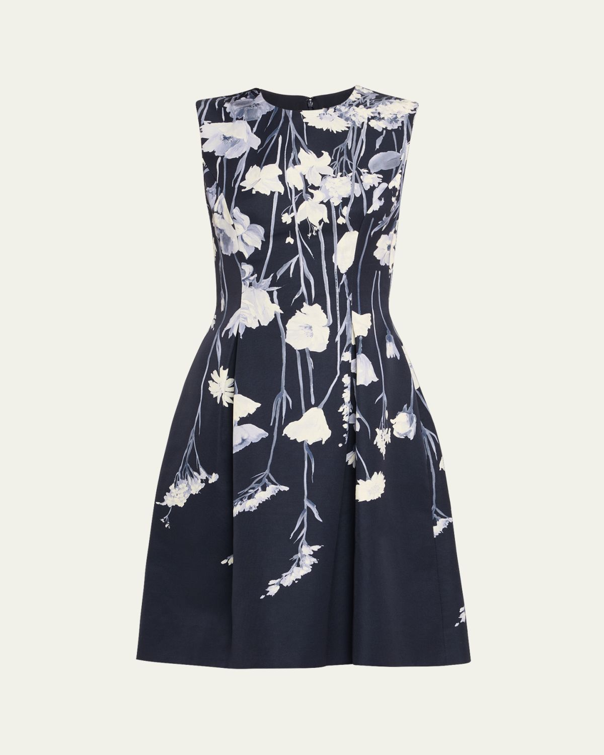 Lela Rose Floral Faille Sleeveless Mini Dress