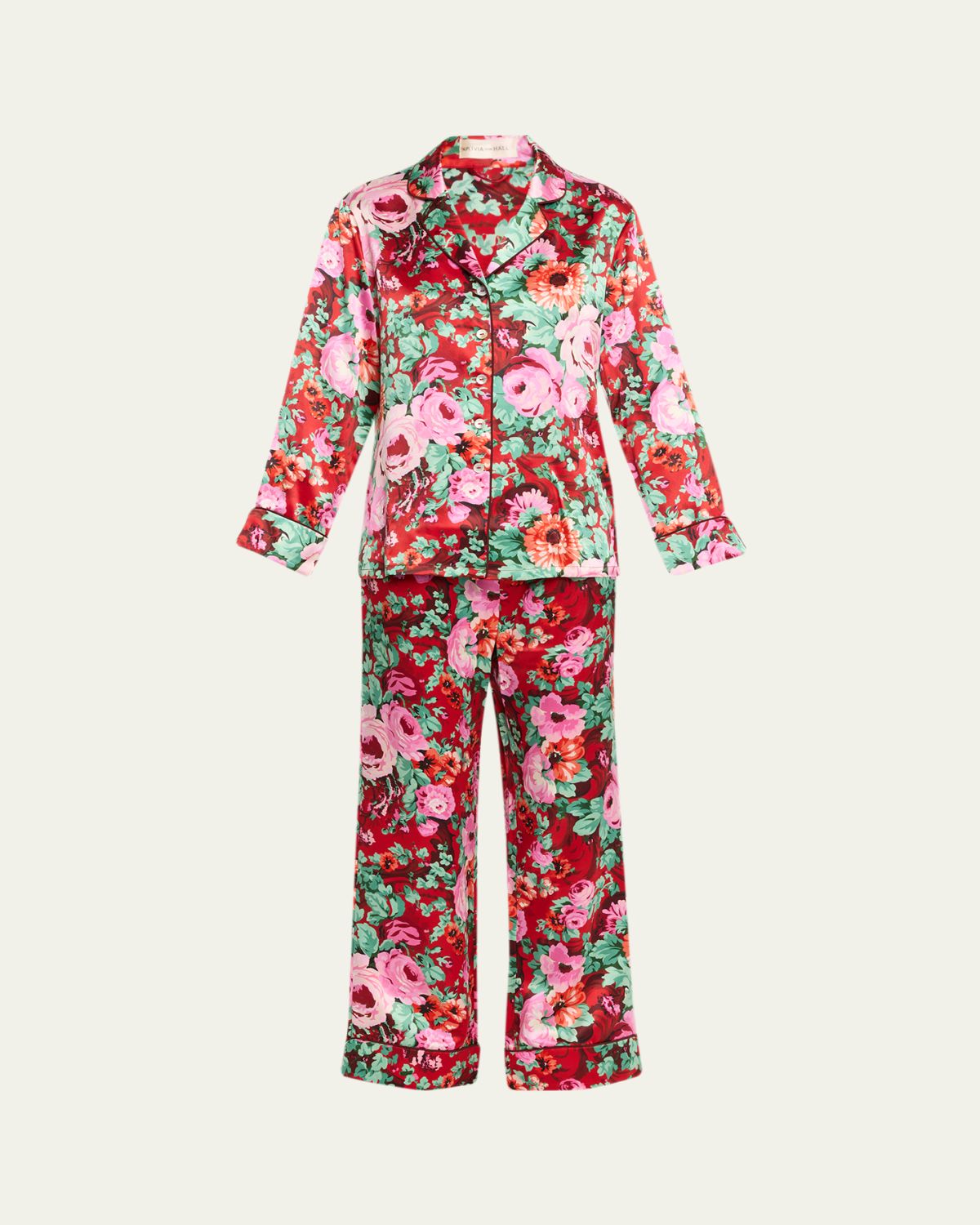Olivia von Halle Lila Floral-Print Silk Satin Pajama Set
