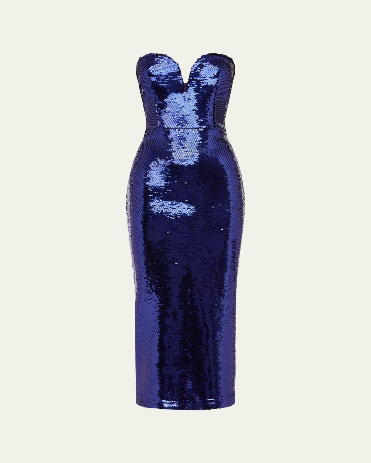 Alex Perry Strapless Sweetheart Sequined Midi Dress