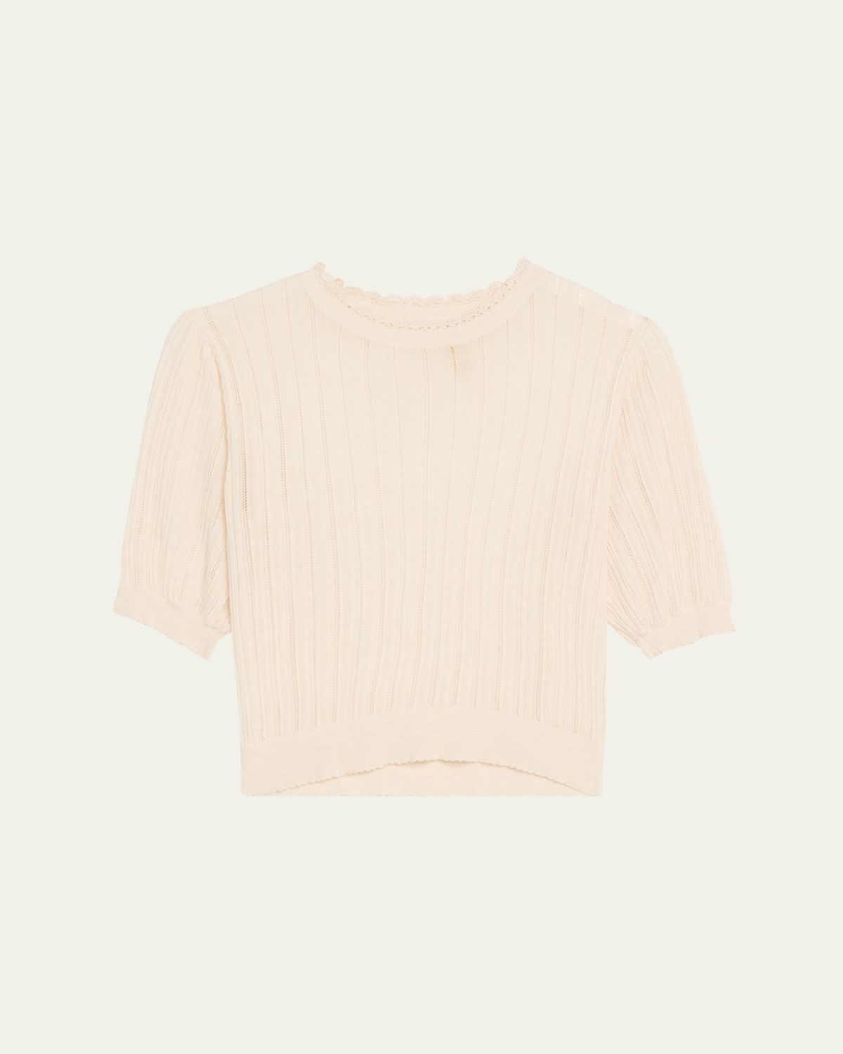 Ulla Johnson Gemma Puff-Sleeve Pointelle Knit Top