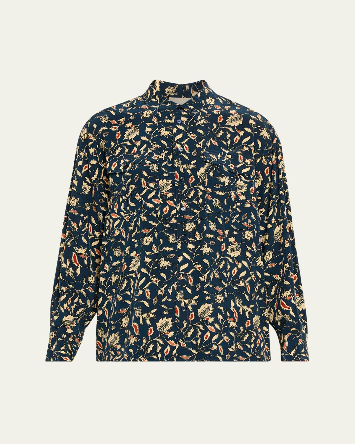 Ulla Johnson Soren Floral Silk Button-Front Shirt