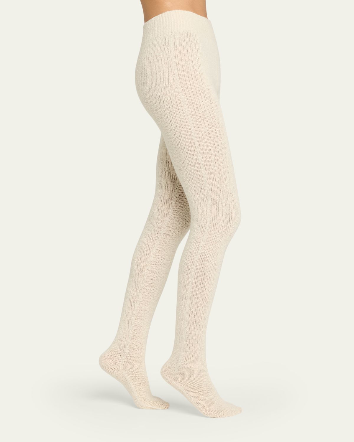 THE ROW Mumu Speckled Cashmere Knit Footed Tights