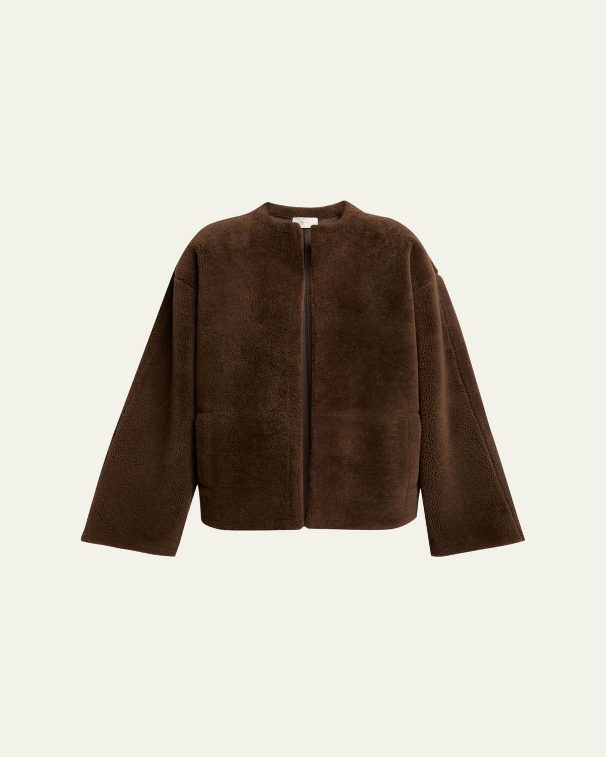 THE ROW Valorin Lamb Shearling Collarless Jacket