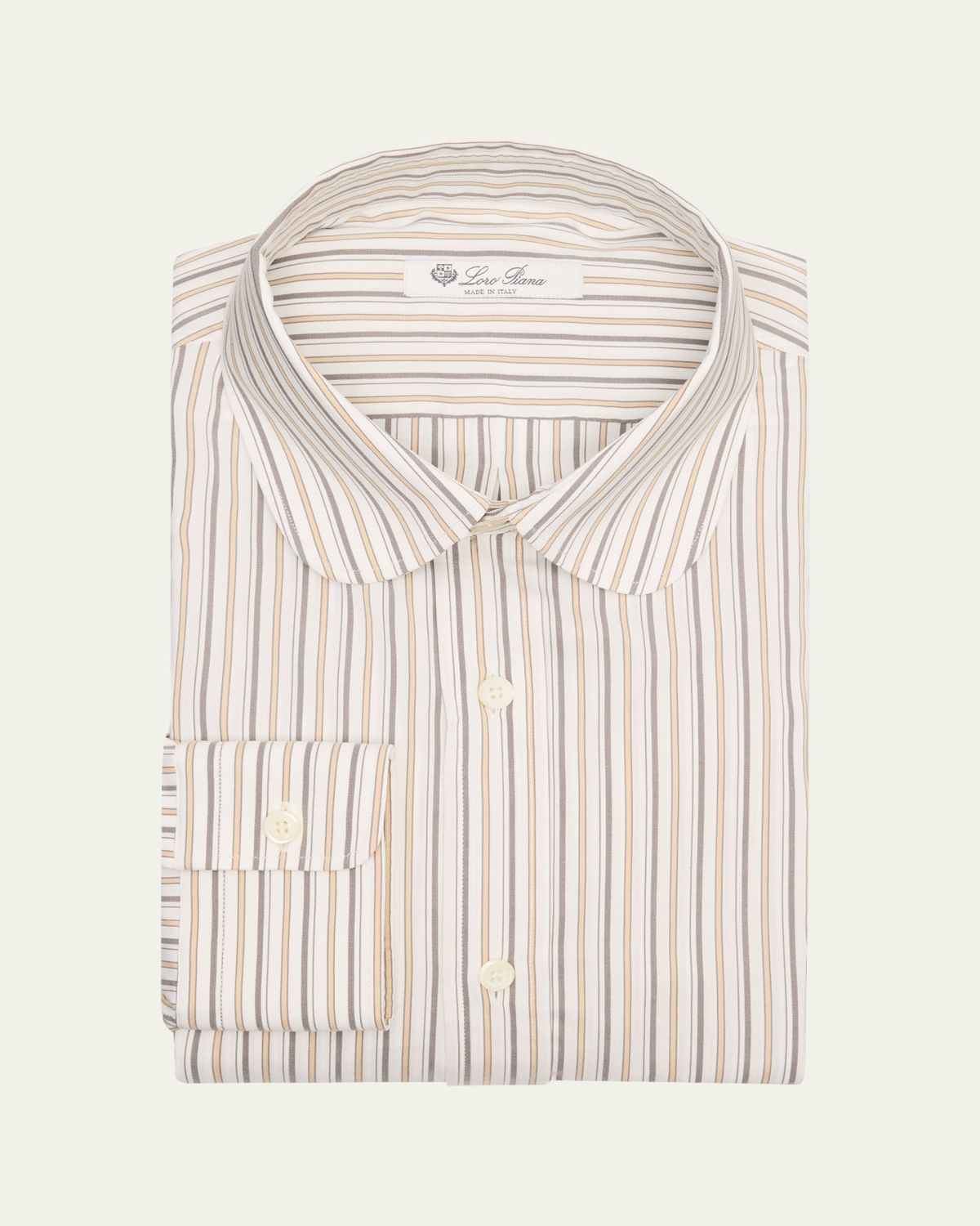 Loro Piana Men's Elia Penny-Collar Stripe Cotton and Silk Dress Shirt