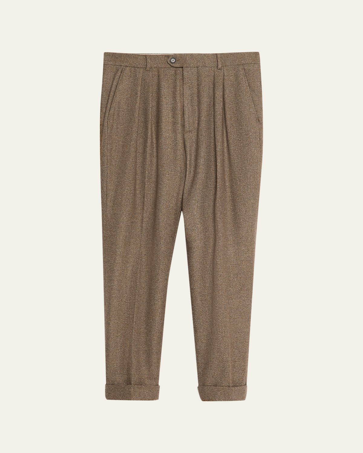 Loro Piana Men's Stafford Wool and Cashmere Pleated Trousers