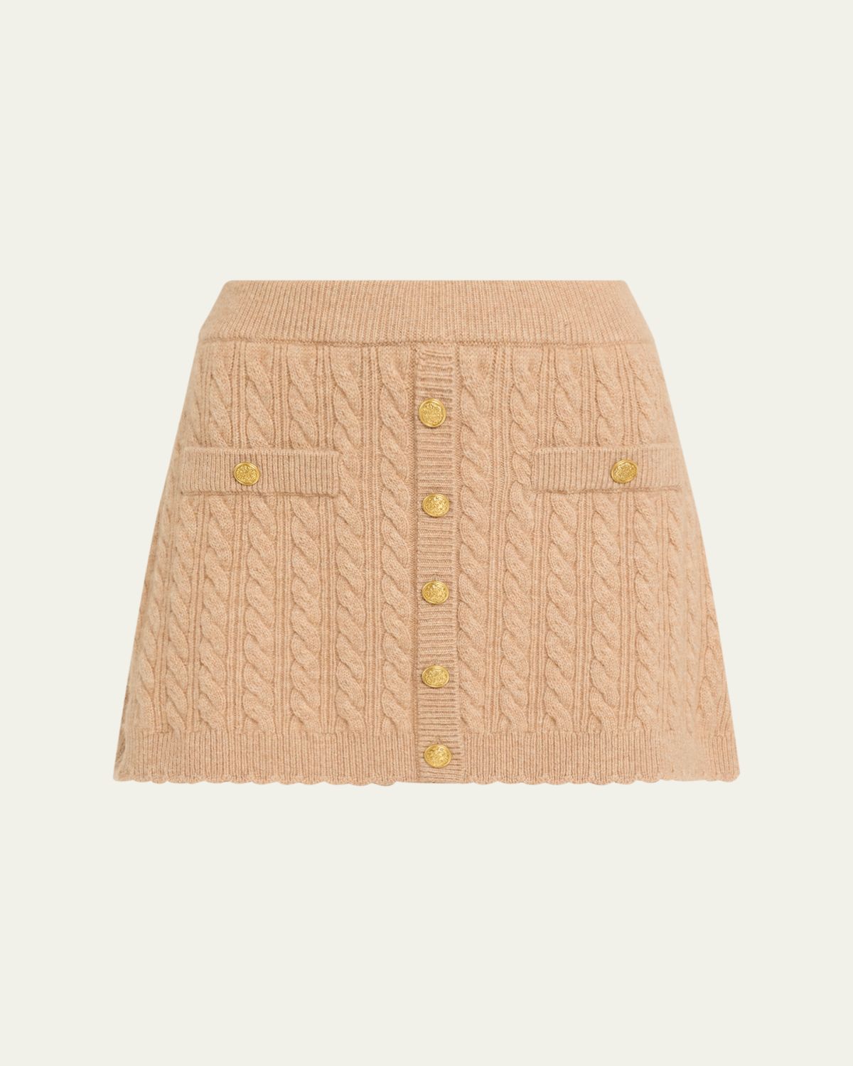 LoveShackFancy Berritt Cable-Knit Mini Skirt