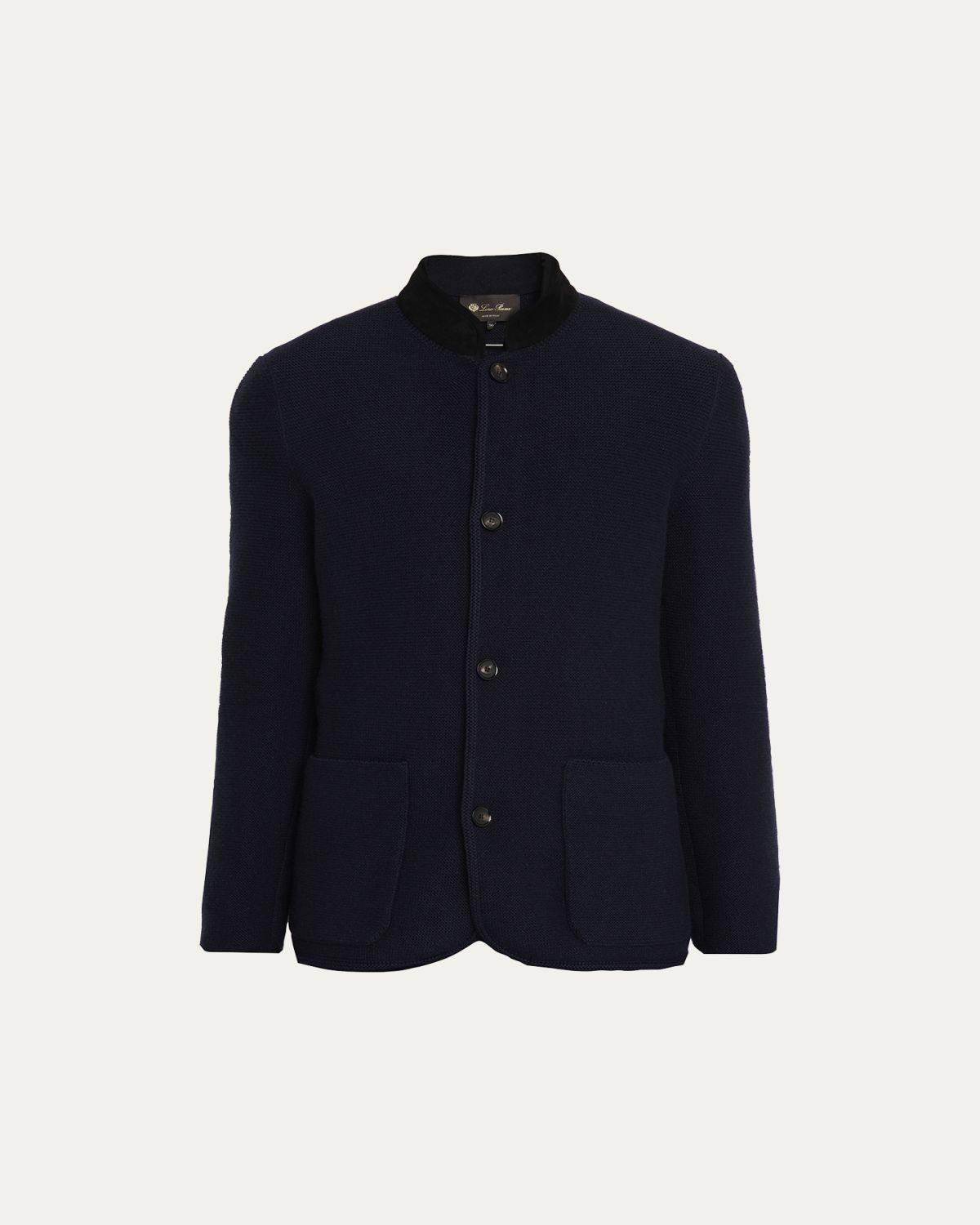 Loro Piana Men's Arola Cashmere Abaca Leather-Collar Jacket