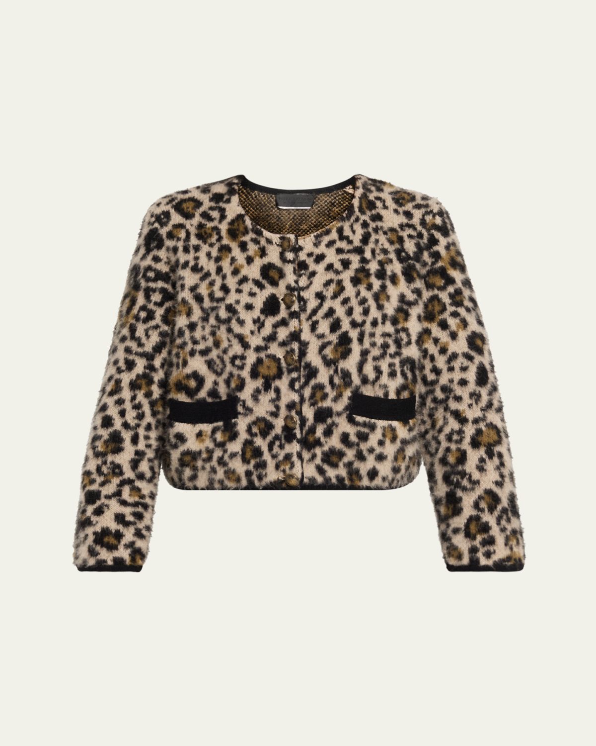 Nili Lotan Beyton Leopard-Print Fuzzy Cashmere Cardigan