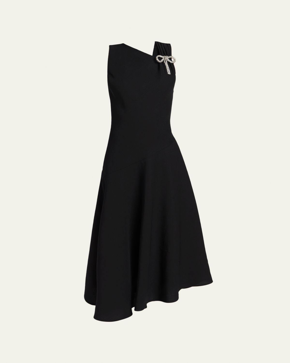 Jil Sander Asymmetric Bow-Shoulder Satin Midi Dress
