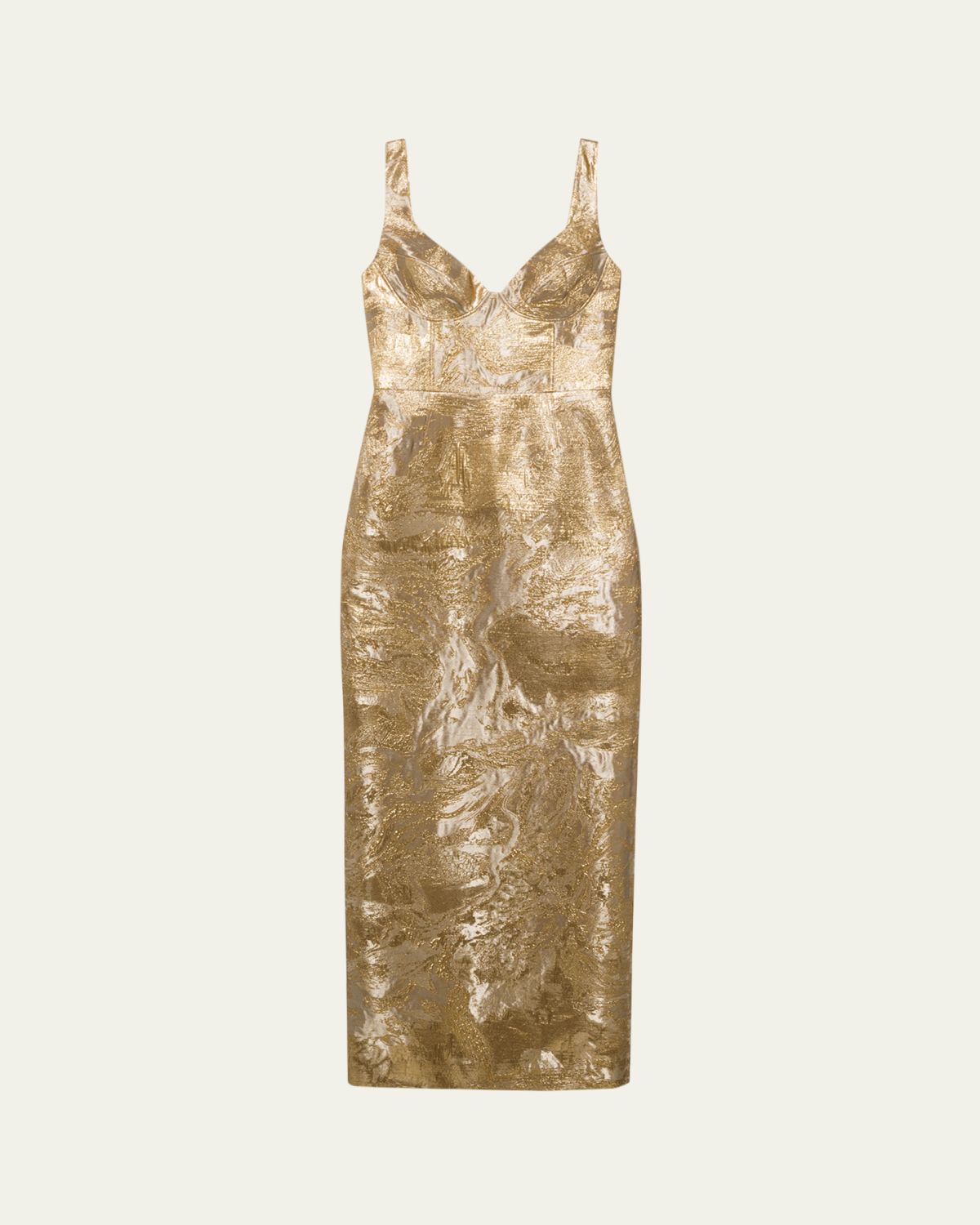 SIMKHAI Viella Sleeveless Metallic Jacquard Column Gown