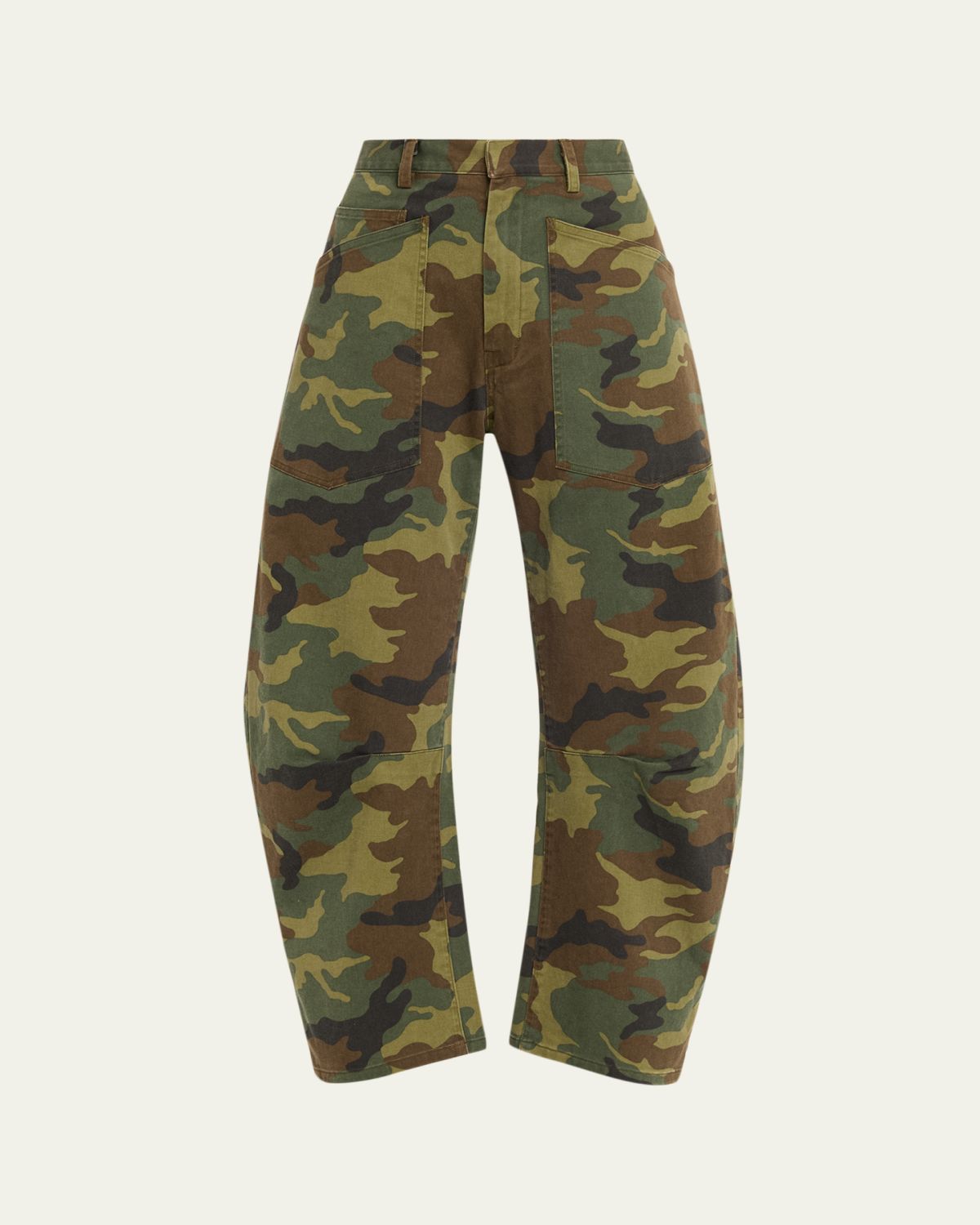 Nili Lotan Shon Camo-Print Barrel-Leg Ankle Pants