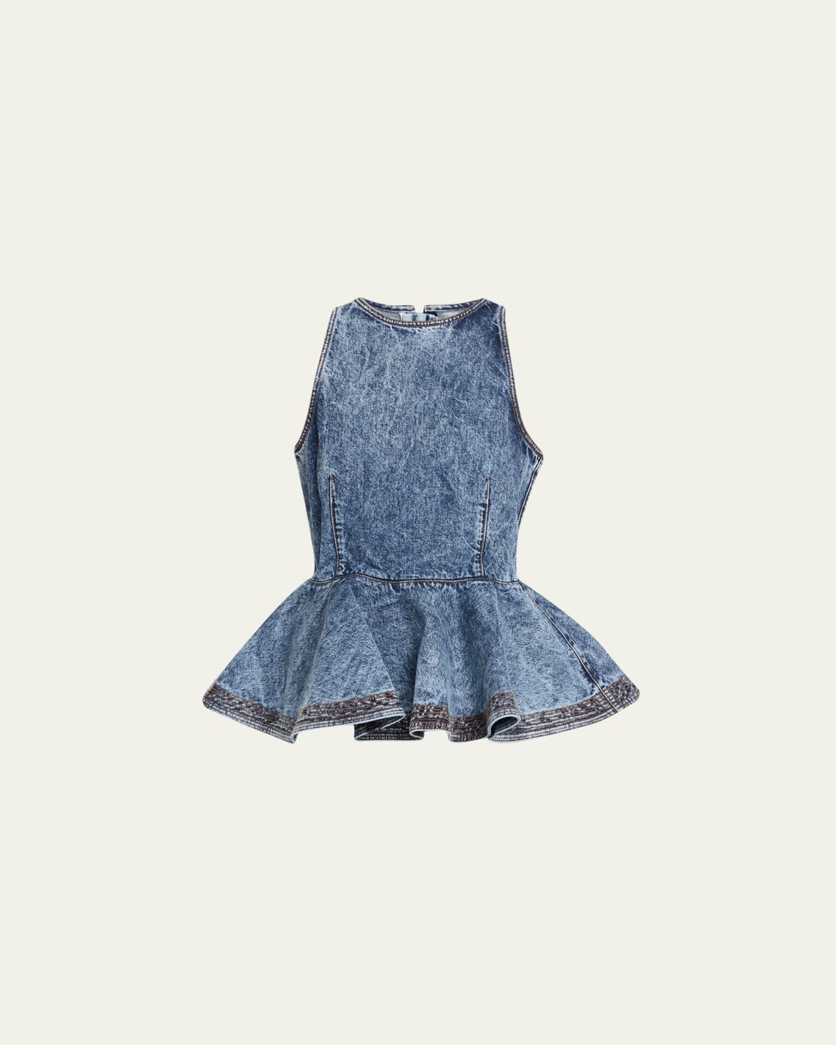 ALAIA Sleeveless Denim Peplum Top