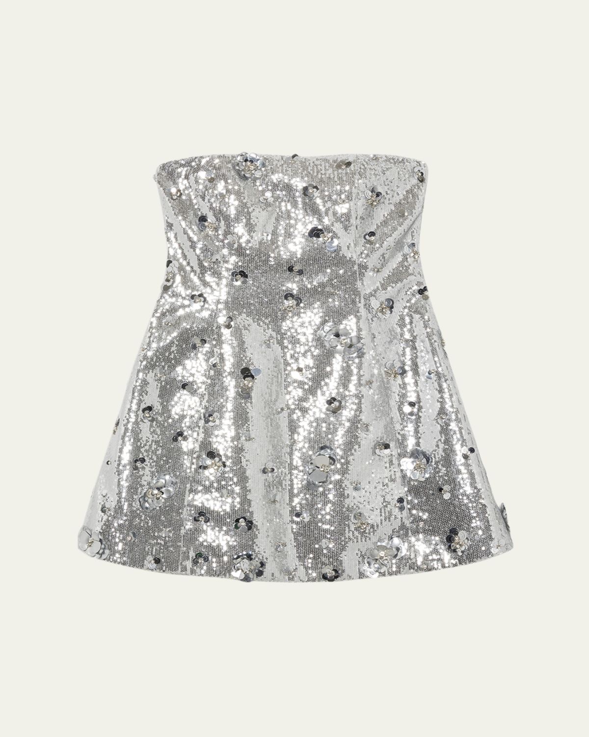 SIMKHAI Arta Strapless Sequin A-Line Mini Dress