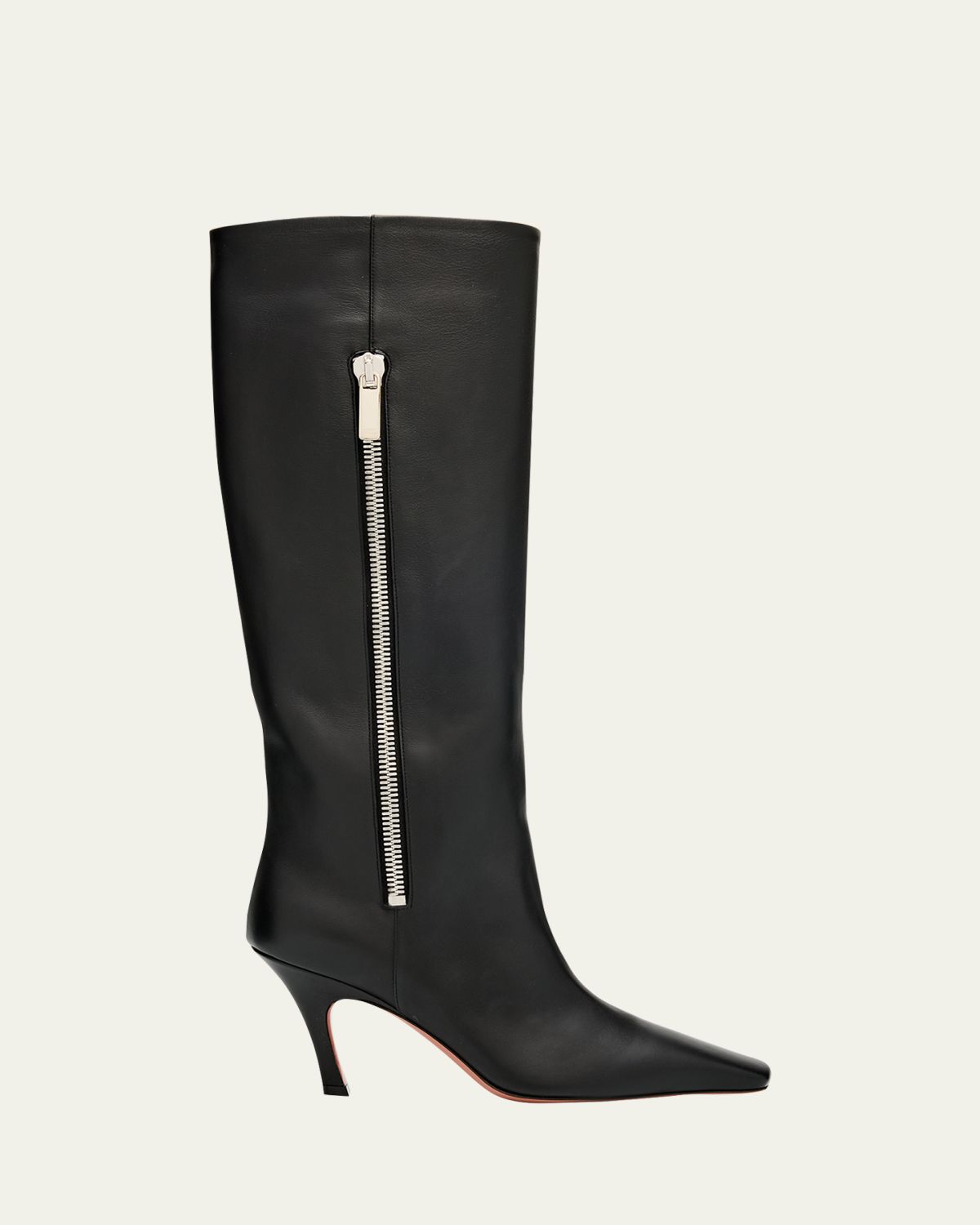 Amina Muaddi 80mm Mona Leather Knee-High Boots