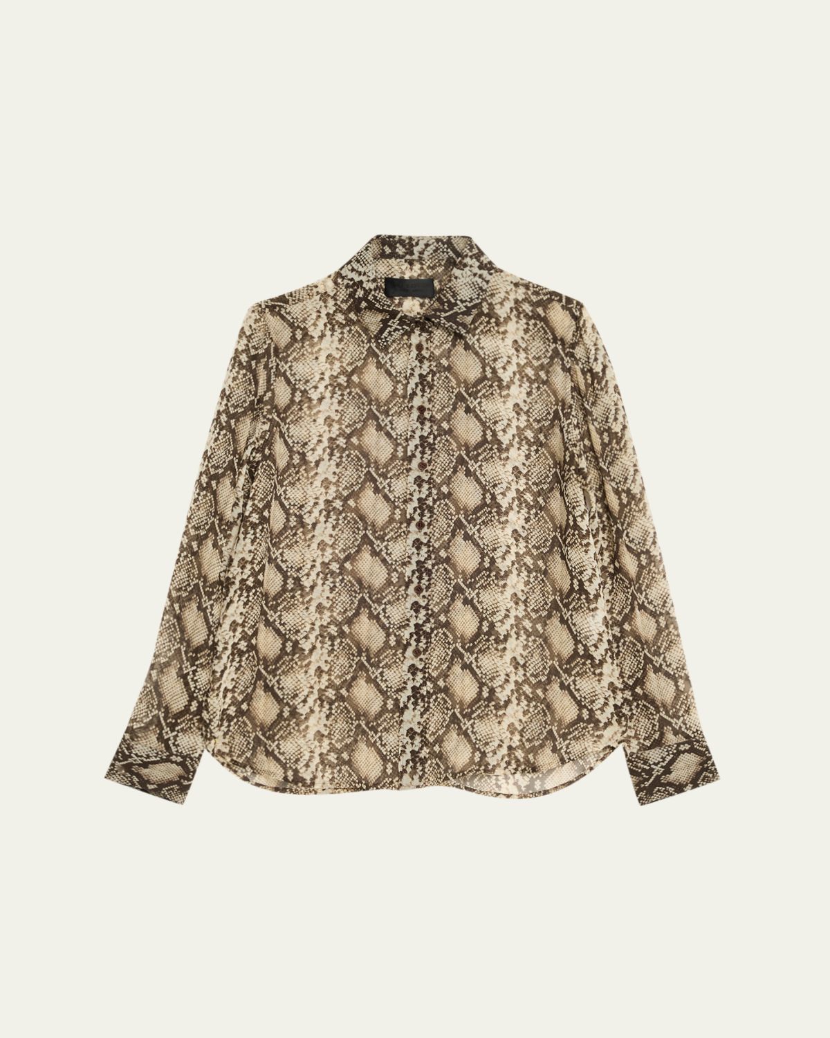 Nili Lotan Gaia Slim Snake-Print Sheer Blouse