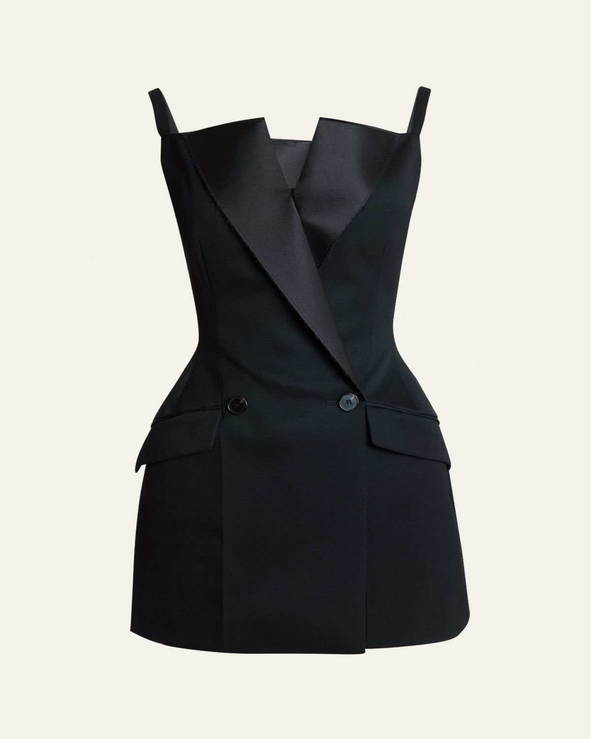 Givenchy Sleeveless Raw-Edge Tuxedo Mini Dress