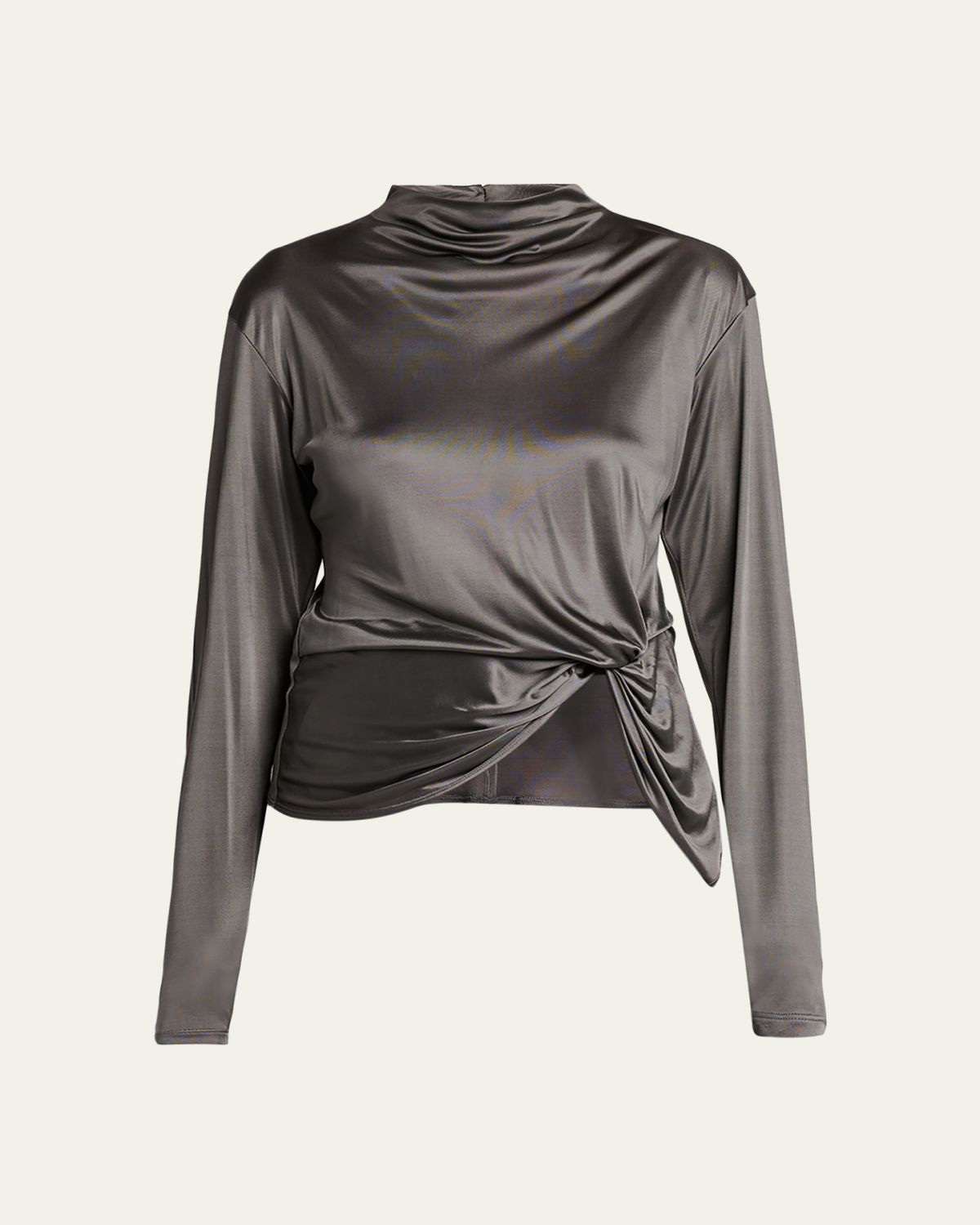 Giorgio Armani Asymmetric Draped Shiny Viscose Top