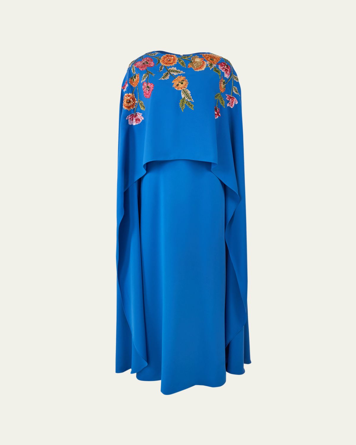 Carolina Herrera Floral Embroidered Cape Caftan Gown