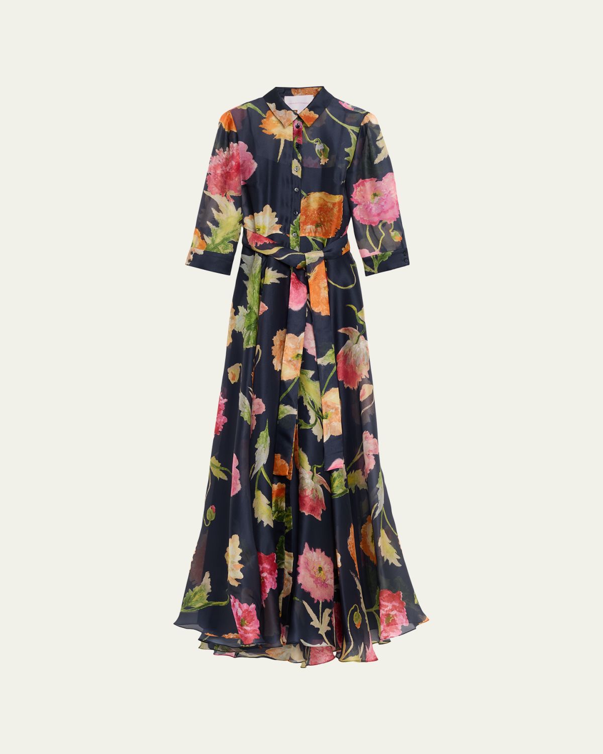 Carolina Herrera Floral Silk Chiffon Belted Trench Gown | Thumbnail 6 Carolina Herrera Floral Silk Chiffon Belted Trench Gown | Thumbnail 6