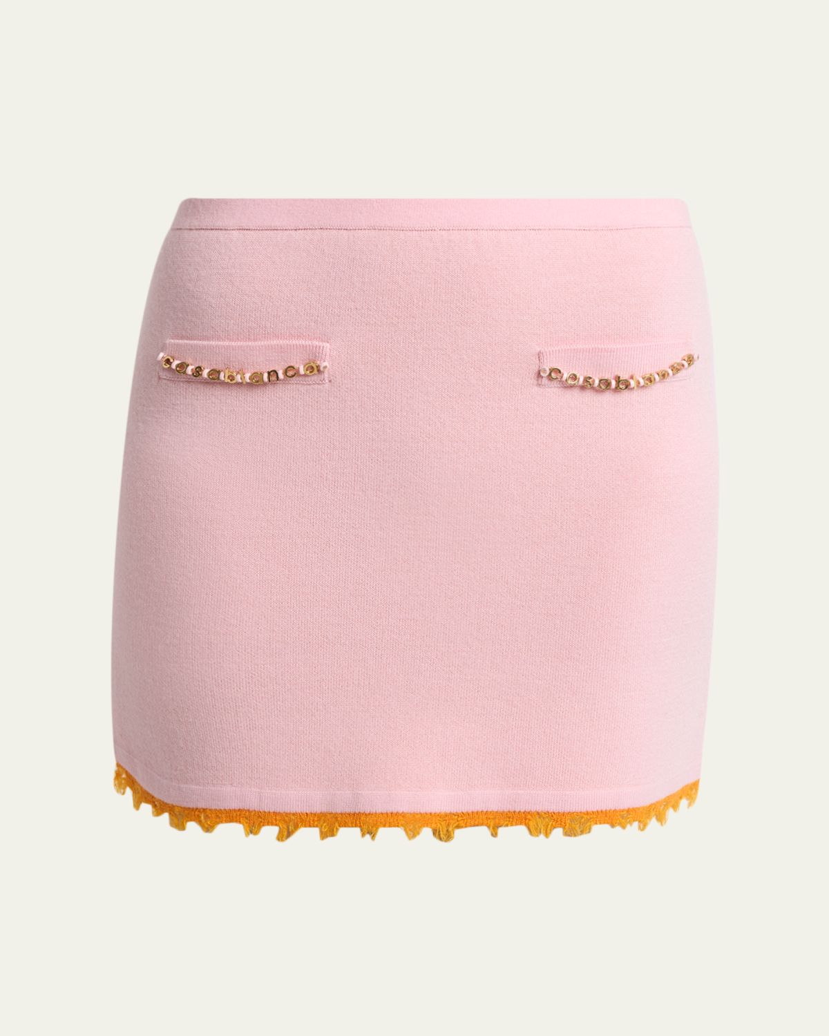 CASABLANCA Frayed Double-Faced Wool Mini Skirt