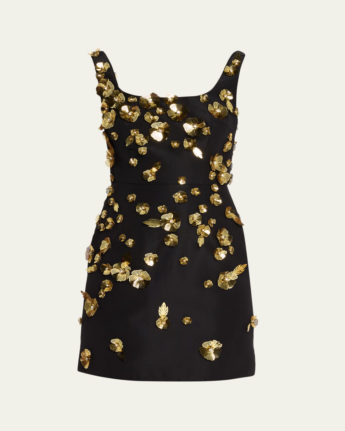 Carolina Herrera Crystal Flower Applique Sleeveless Mini Dress