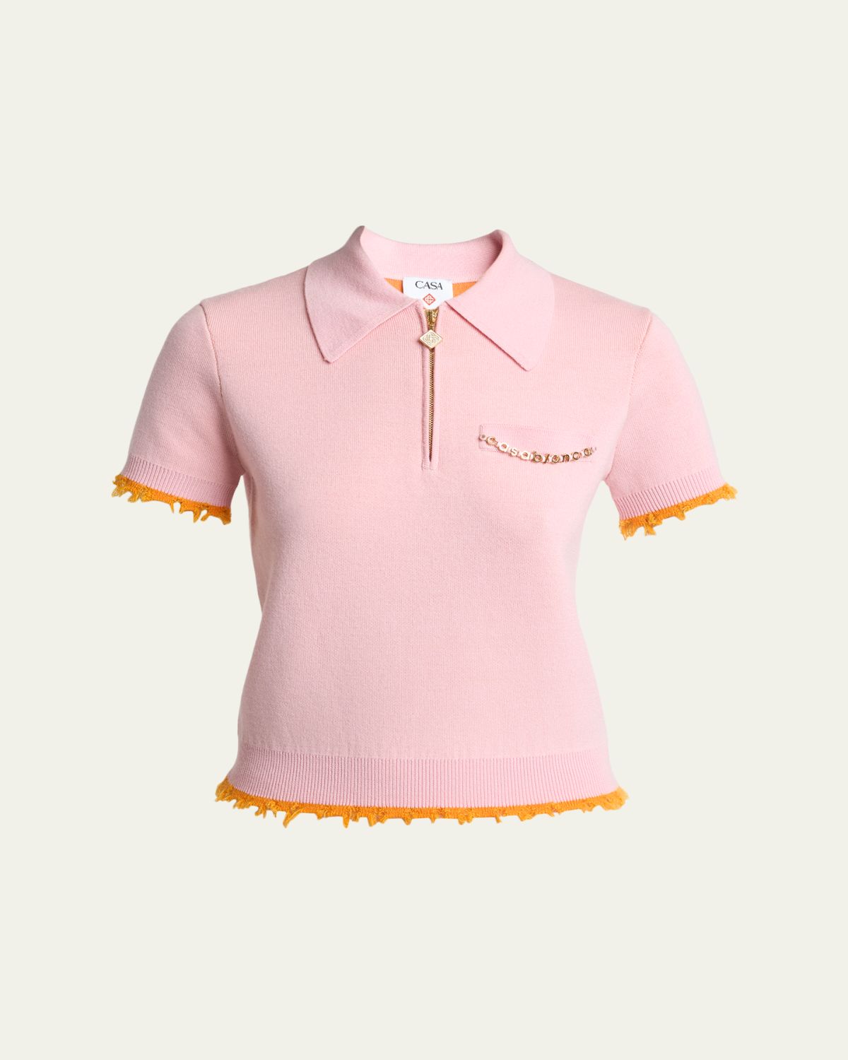 CASABLANCA Crochet-Trimmed Double-Faced Polo Top