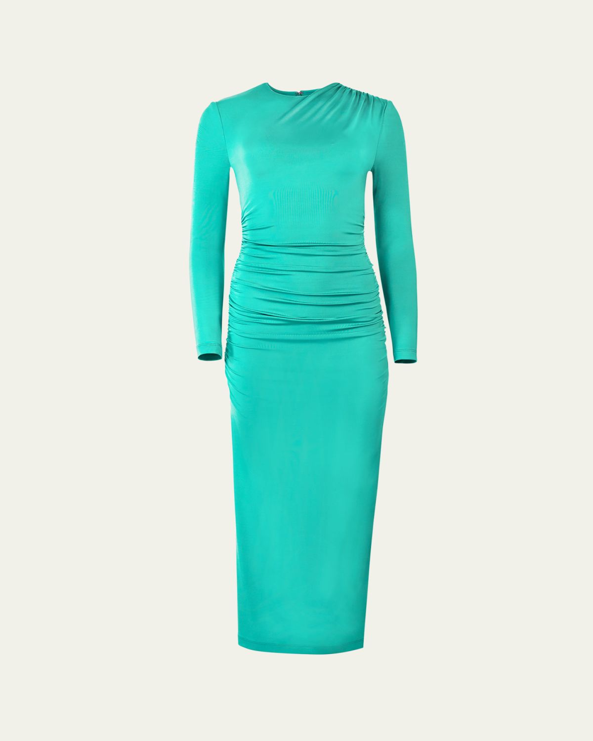 Carolina Herrera Ruched Long-Sleeve Midi Dress