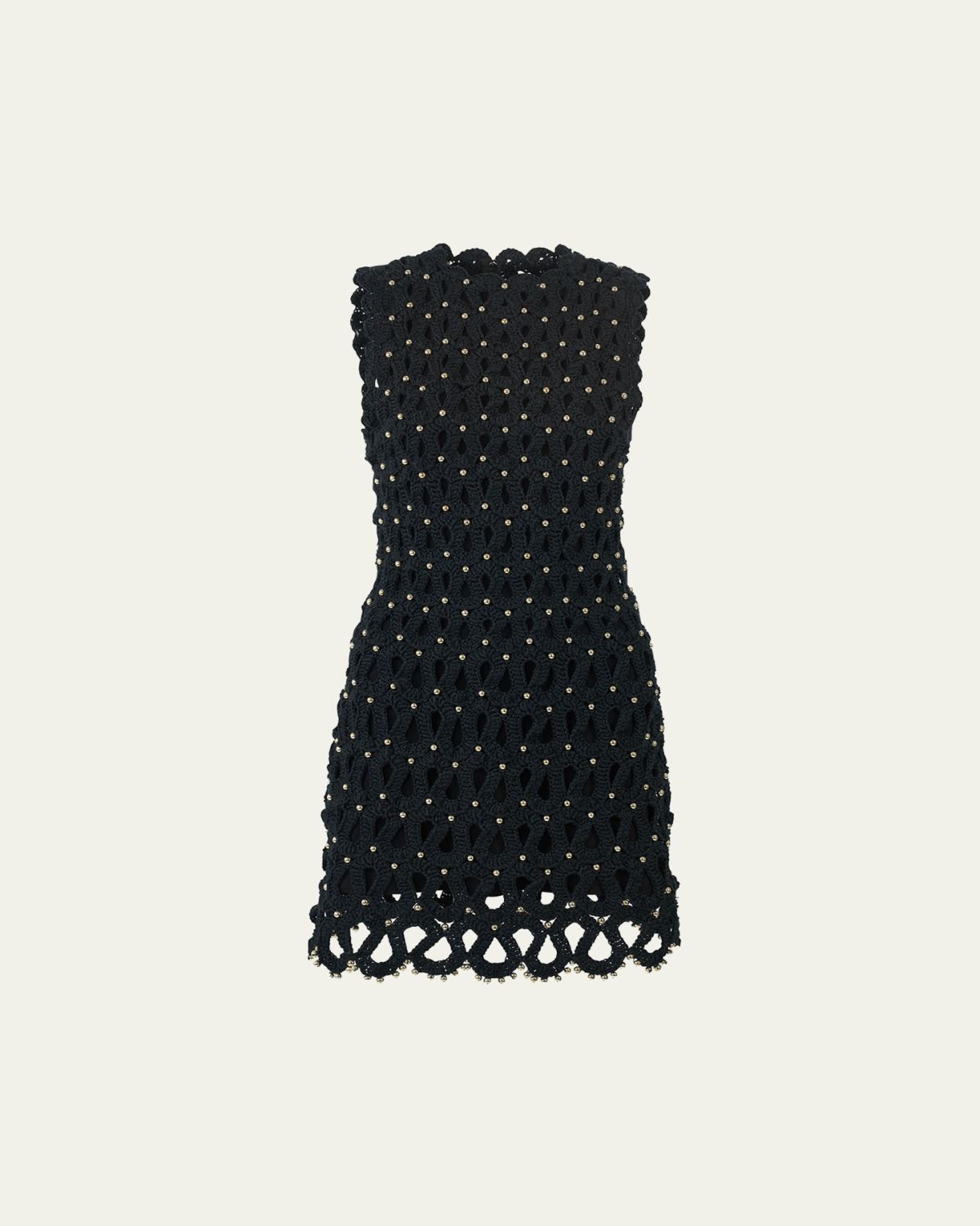 Carolina Herrera Embellished Crochet Knit Sleeveless Mini Dress