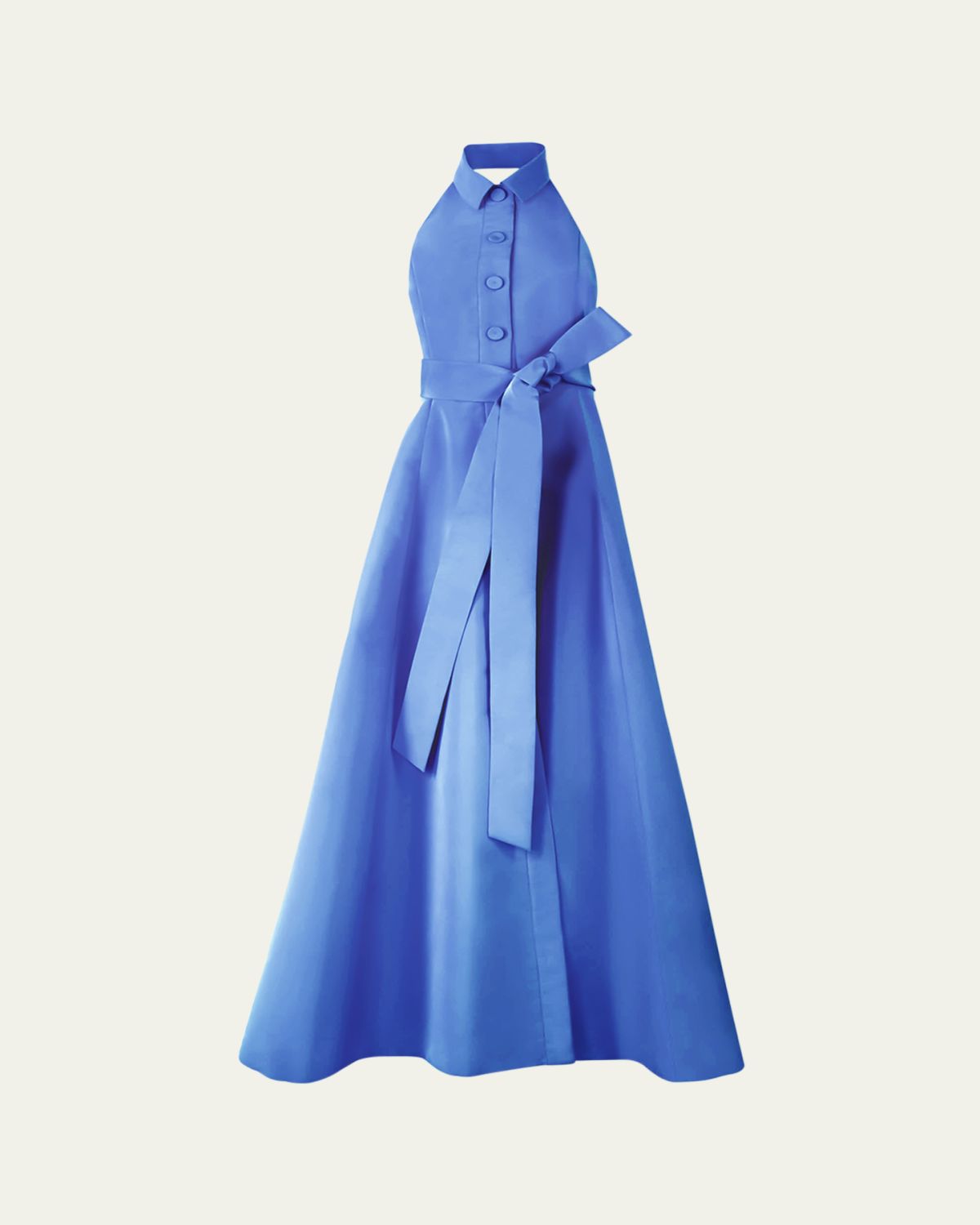 Carolina Herrera Sleeveless Collared Halter Gown With Belt