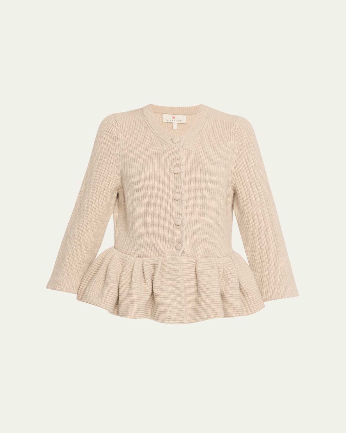 Liberowe Peplum Cashmere Knit Crewneck Cardigan