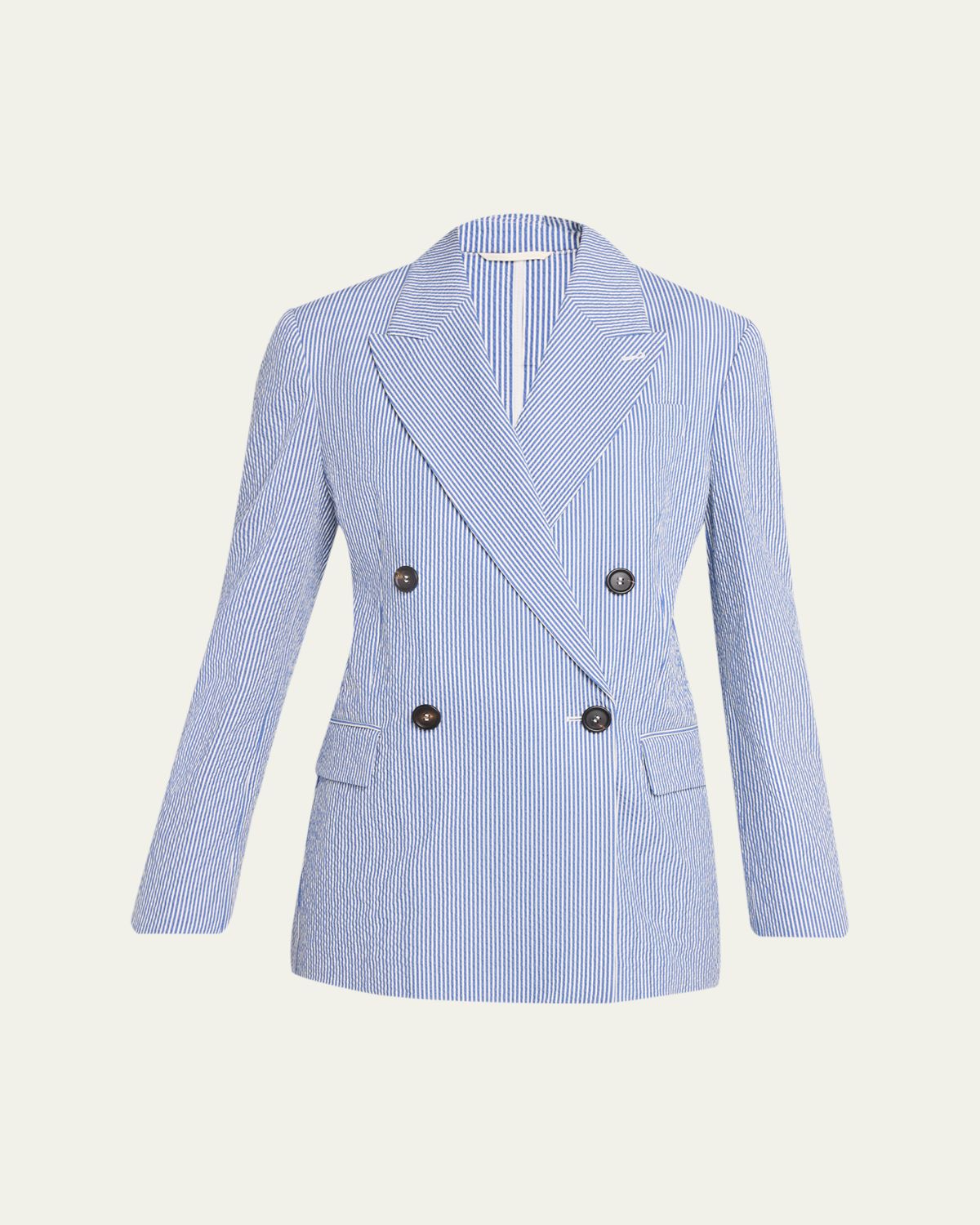 Brunello Cucinelli Seersucker Double-Breasted Jacket