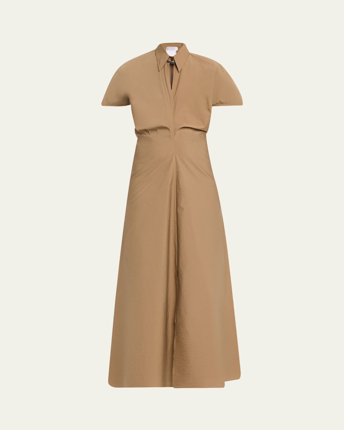 Brunello Cucinelli Techno Cotton Poplin Short-Sleeve Maxi Shirtdress