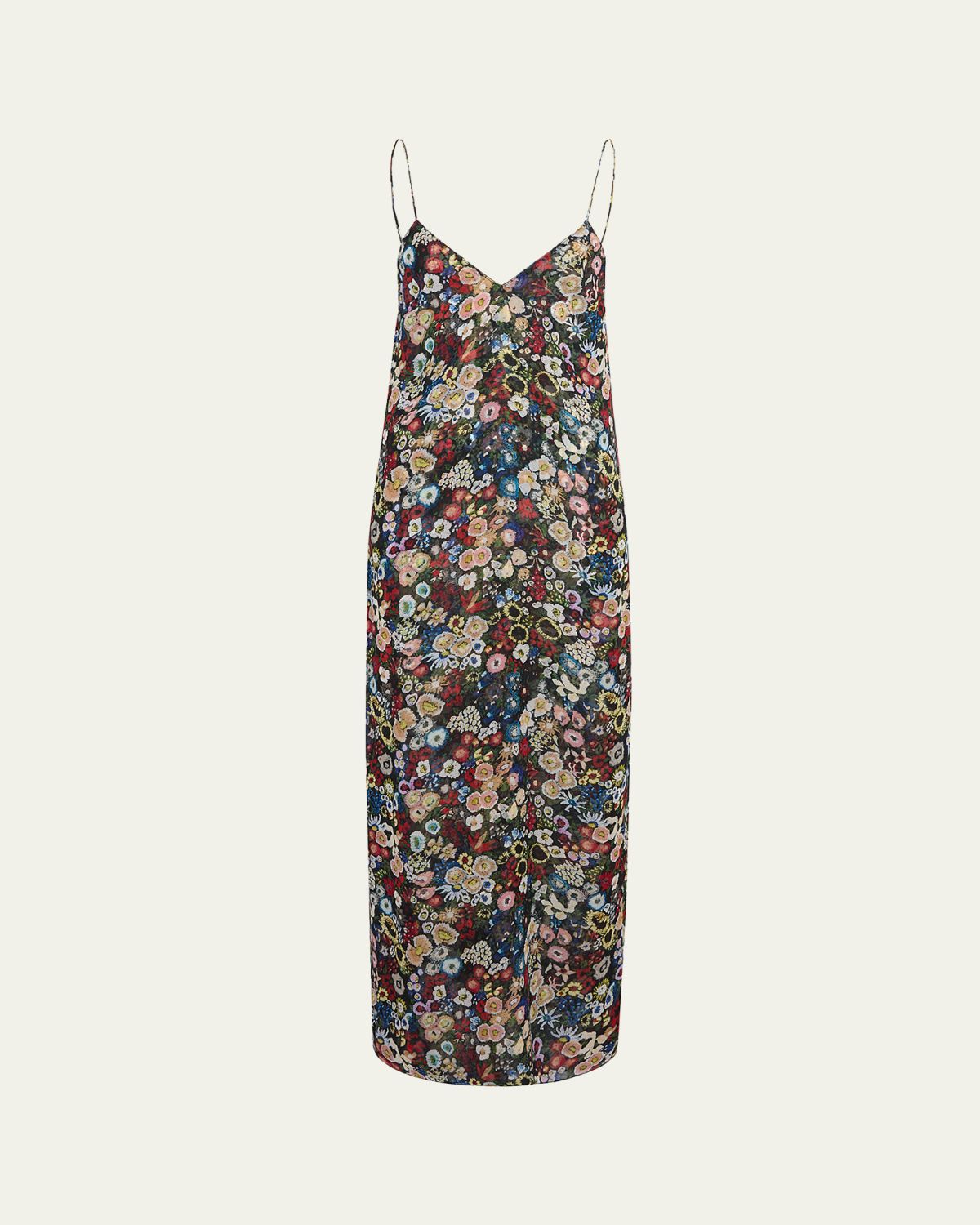 Khaite Taja Floral Silk Chiffon Maxi Slip Dress