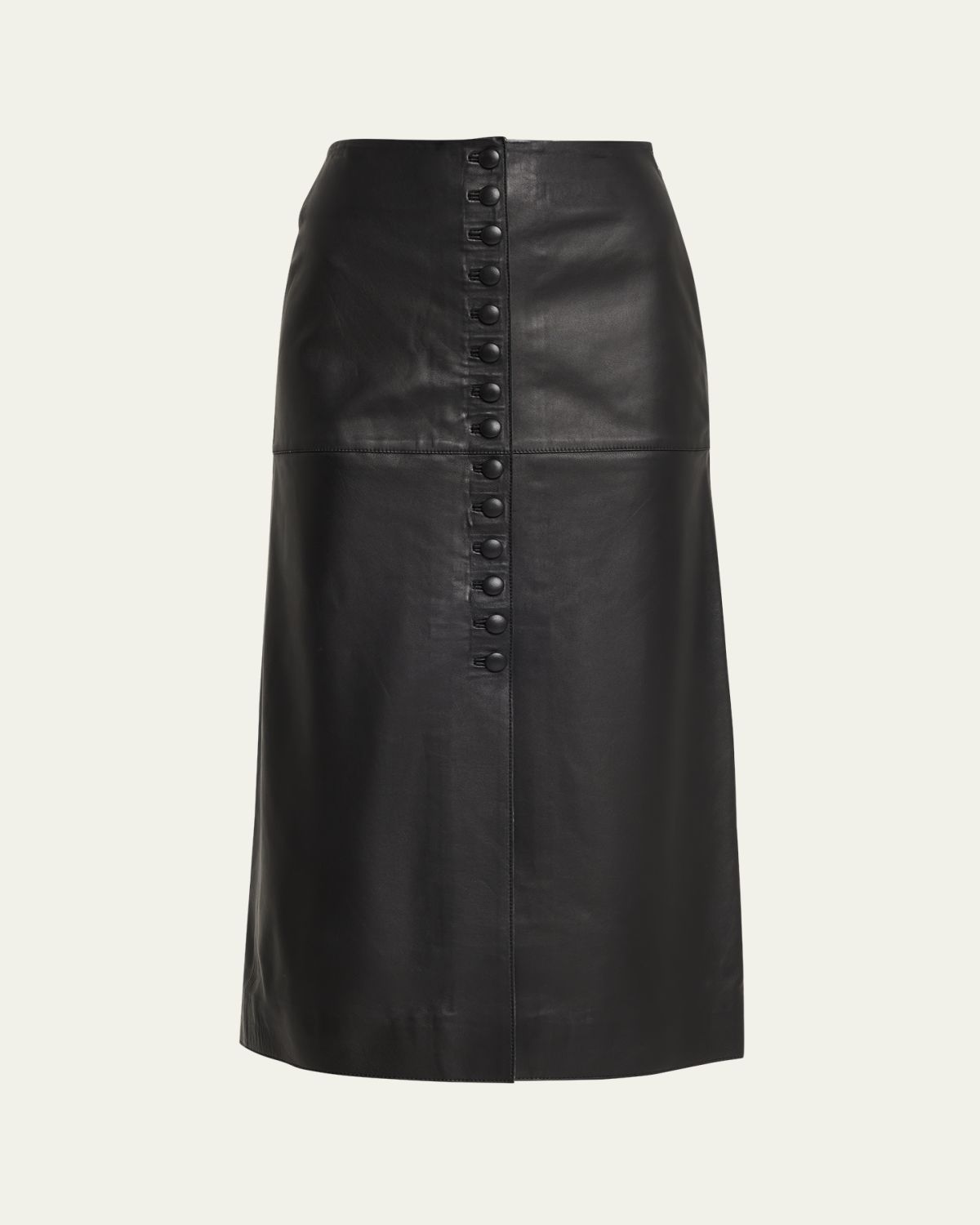 Liberowe Maha Button-Front Leather Midi Skirt