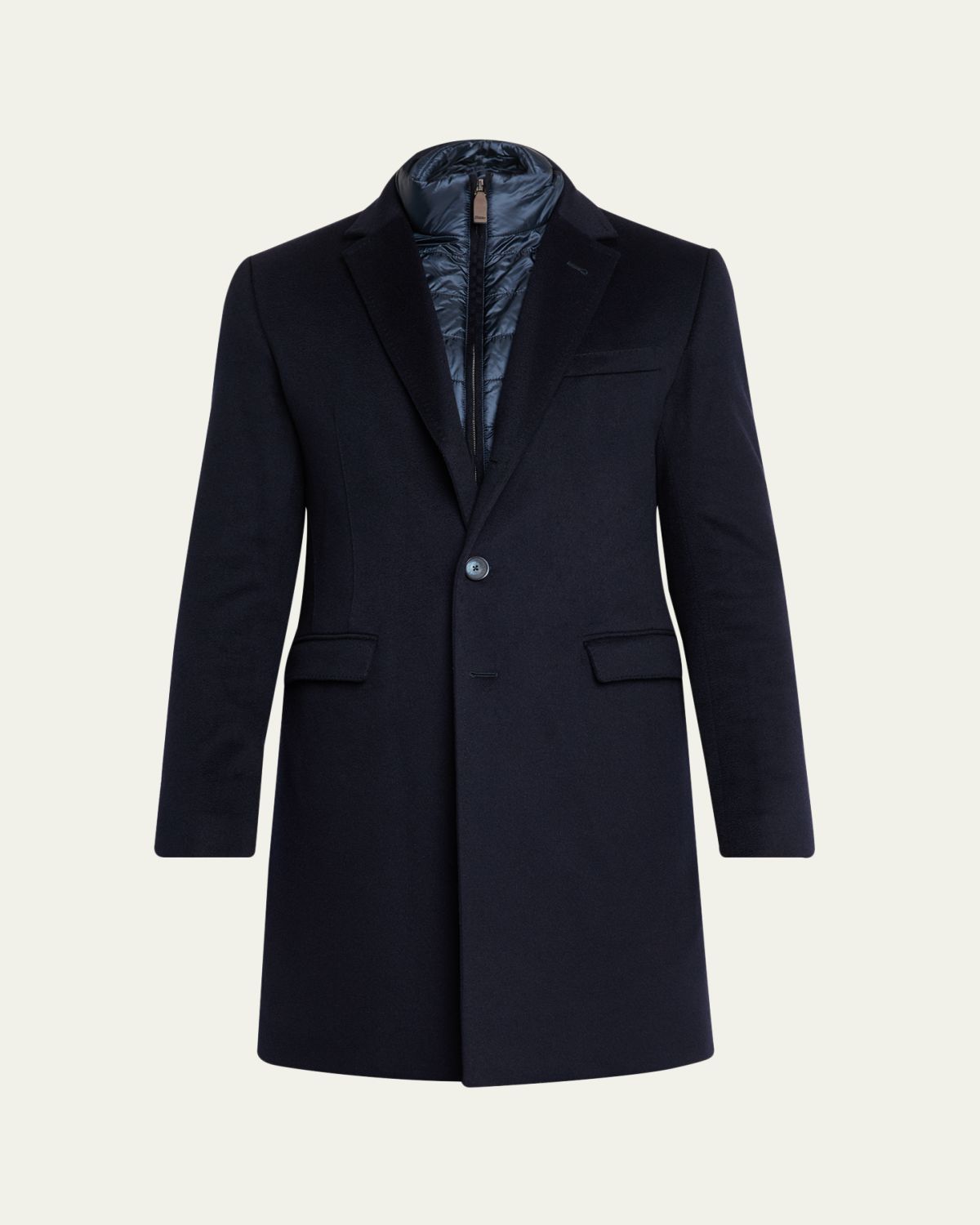 Herno Men's Cashmere Top Coat with Padded Bib