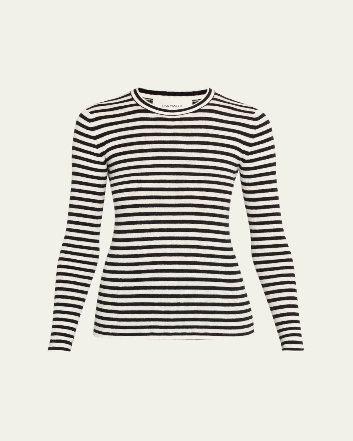 Lisa Yang Vivian Striped Long-Sleeve Cashmere T-Shirt