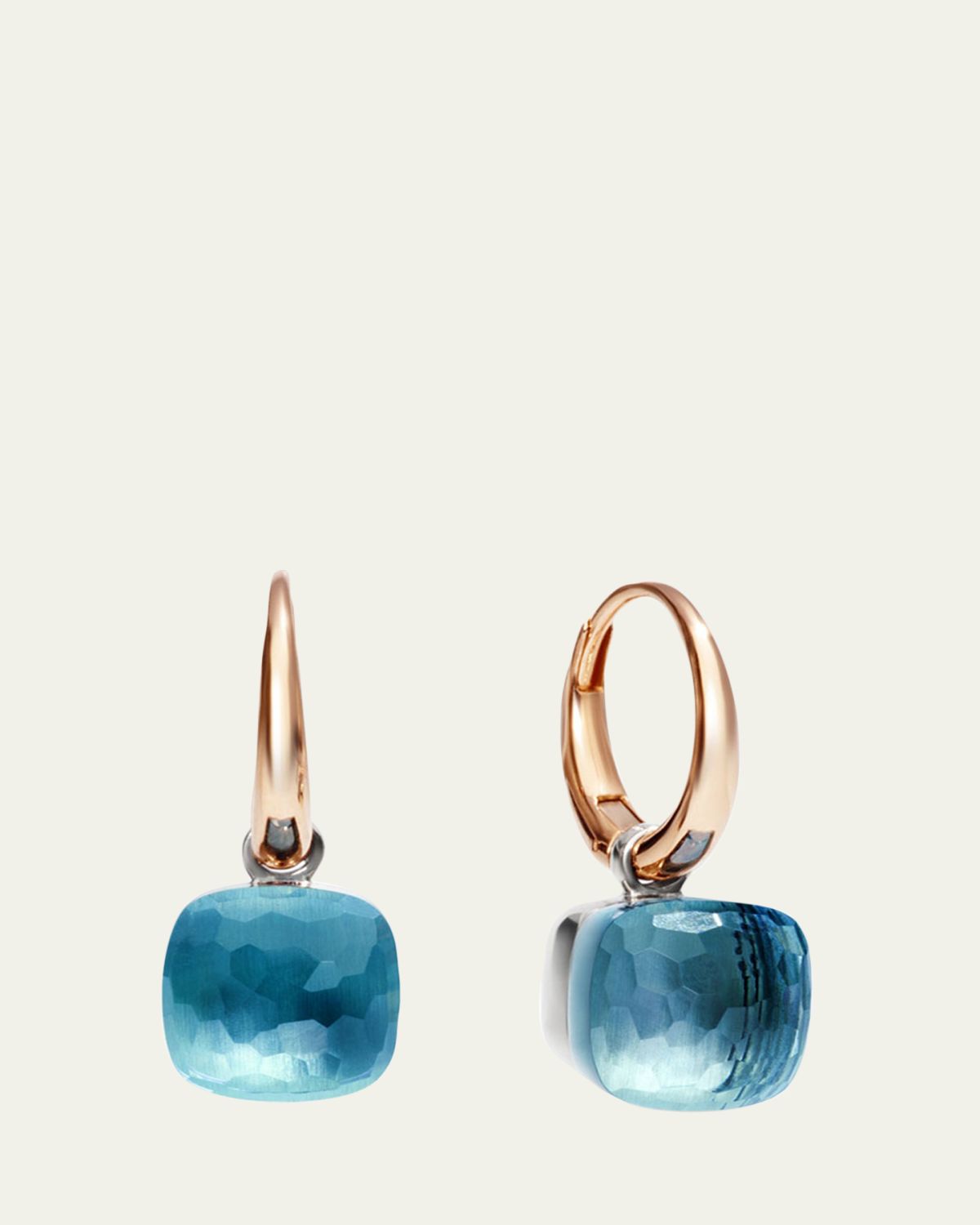 Pomellato Nudo 18K Rose Gold Blue Topaz Drop Earrings