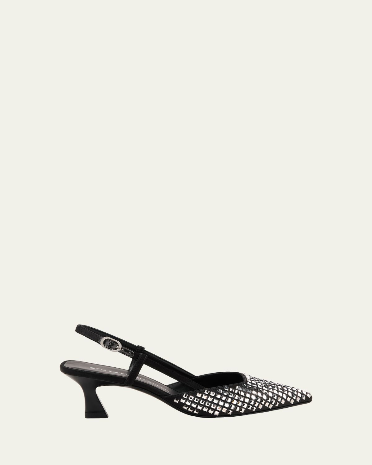 Stuart Weitzman 50mm Vinnie Satin Radiant Embellished Slingback Pumps