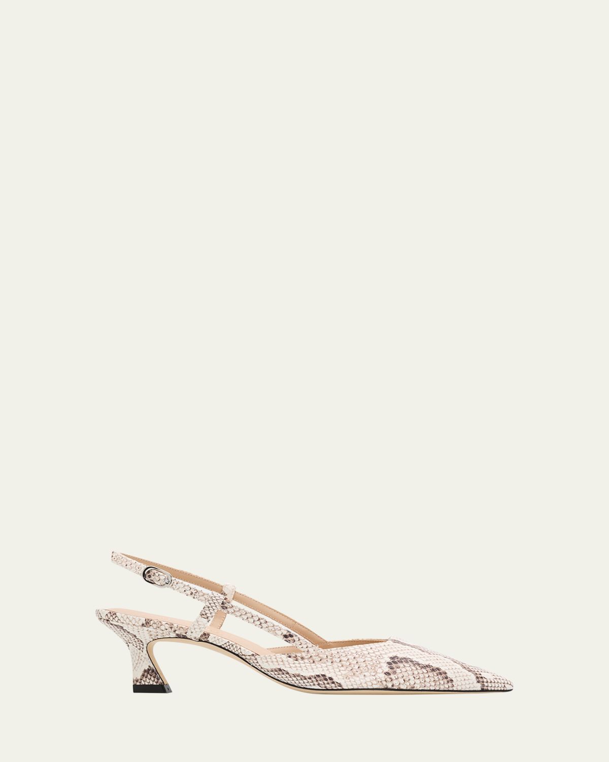 Stuart Weitzman 50mm Vinnie Snake-Embossed Leather Slingback Pumps