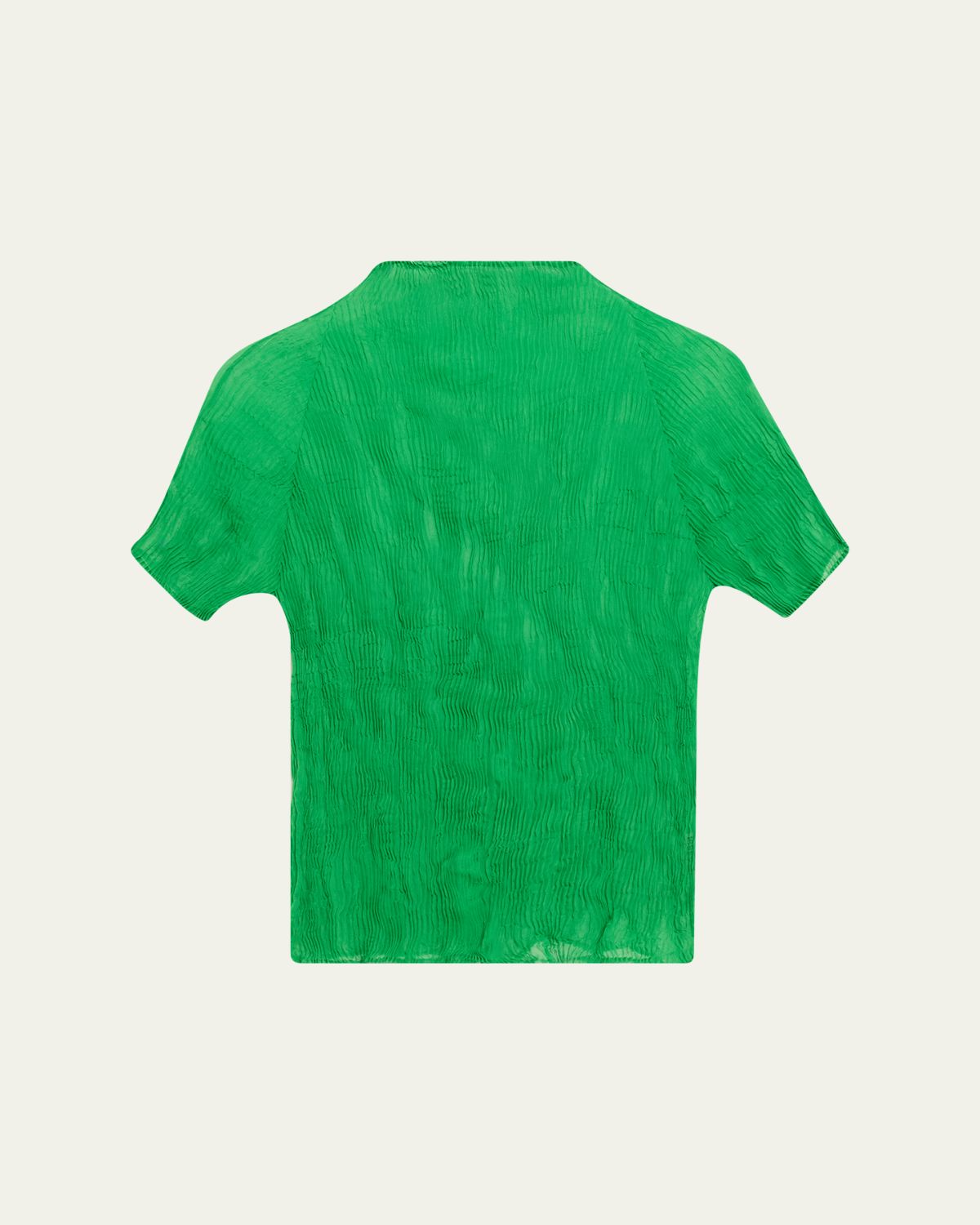 Issey Miyake Twisted Chiffon Plisse Mock-Neck Top