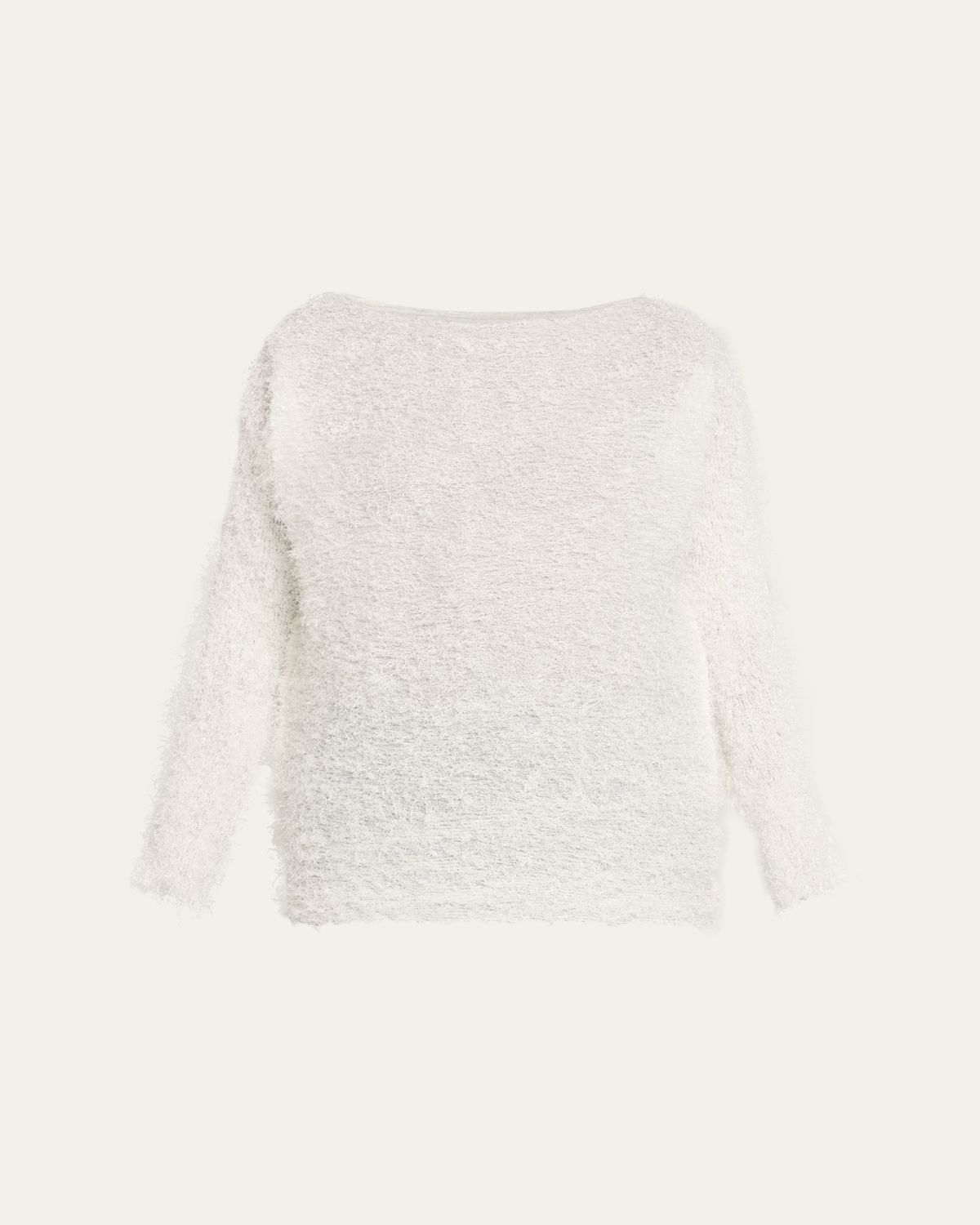 Issey Miyake Shifted Fuzzy Pleated Long-Sleeve Top